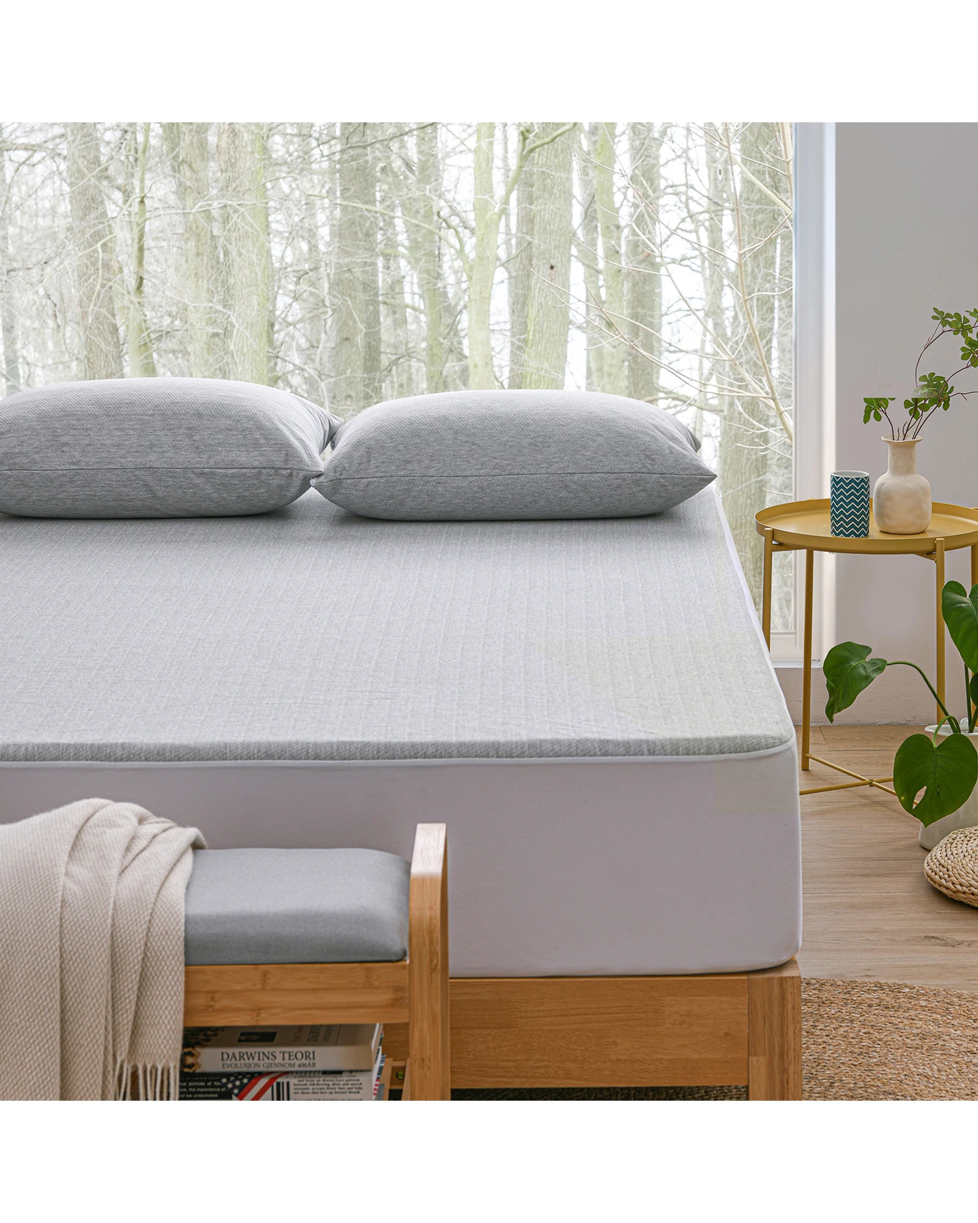 1 ESSN Bamboo Charcoal Waterproof Mattress Protector - King Single Bed - Charcoal, 1 of 8