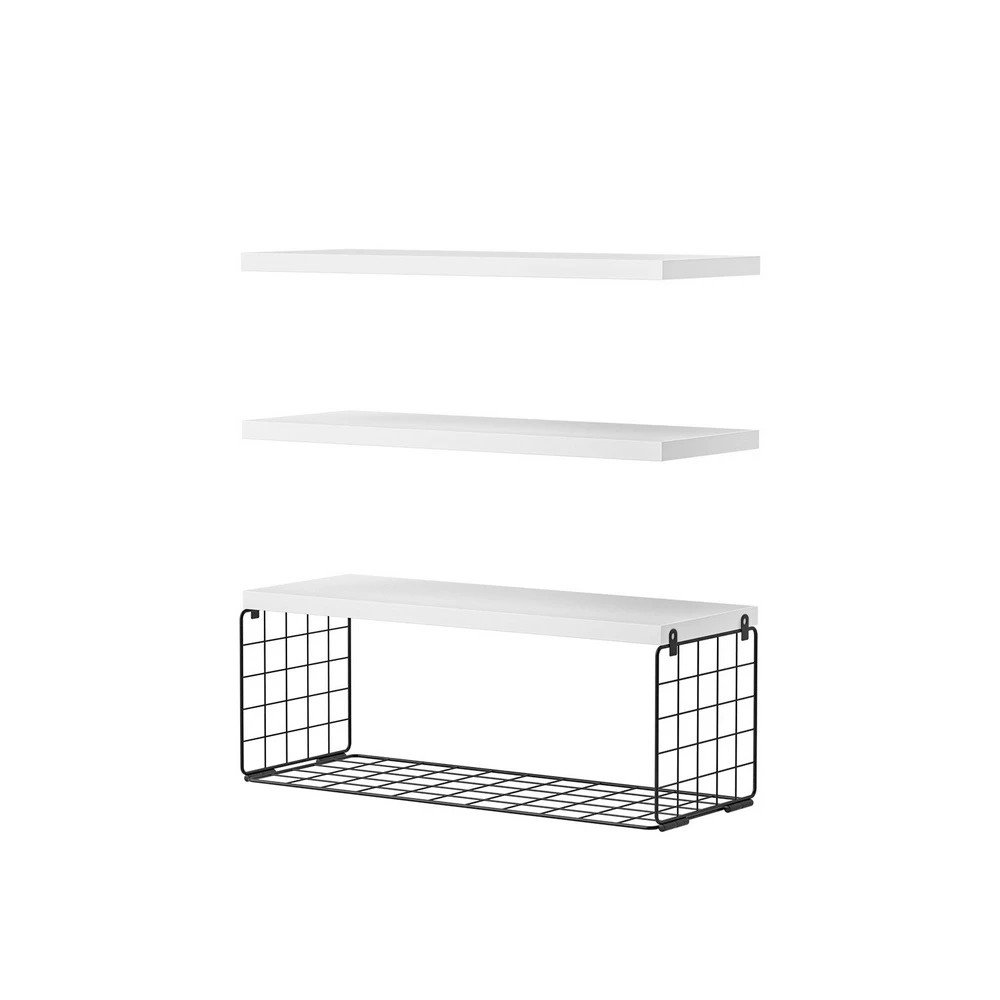1 Artiss Floating Wall Shelf Set of 3 - White, 1 of 6