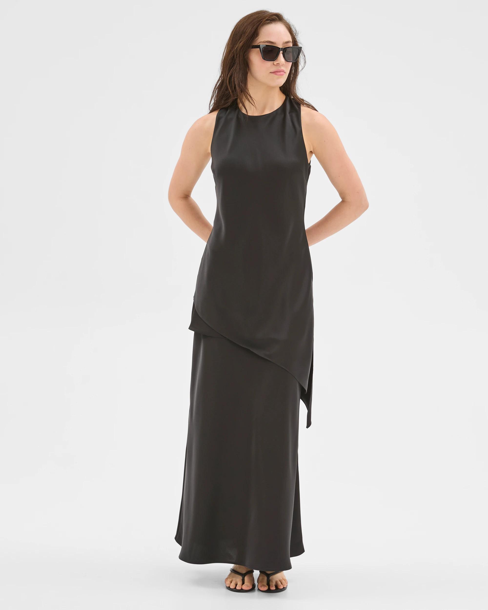 1 Lily Loves Layered Satin Maxi Skirt BLACK, 1 of 6