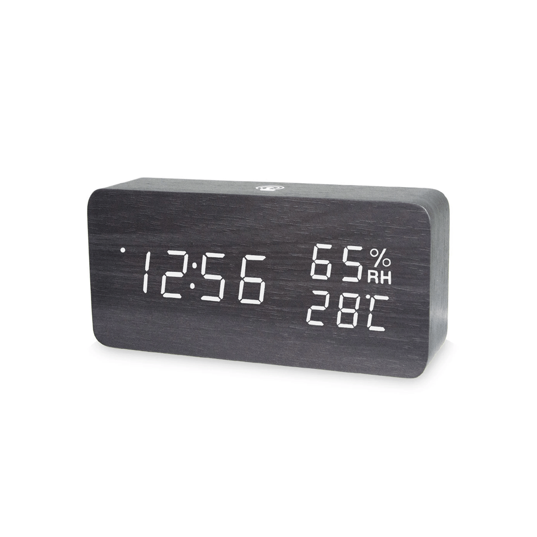 1 TODO LED Digital Alarm Clock Rechargeable Woodgrain USB Android iOS Control APP - Black, 1 of 2