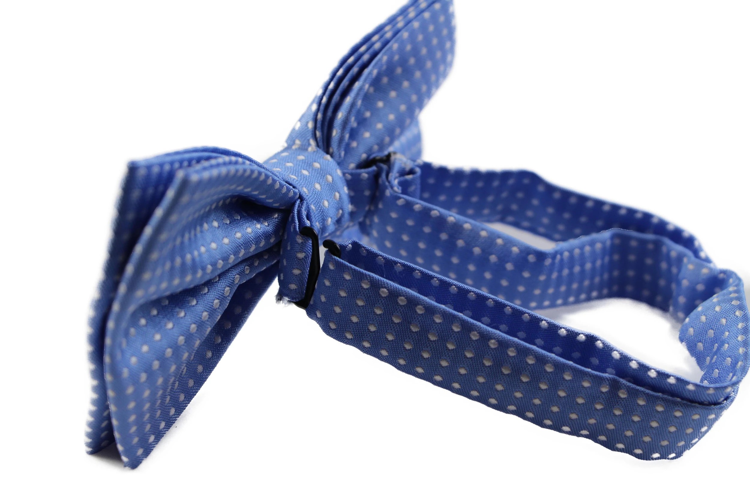 3 Zasel Mens Cornflower Plain Coloured Bow Tie With White Polka Dots - Multi, 3 of 3