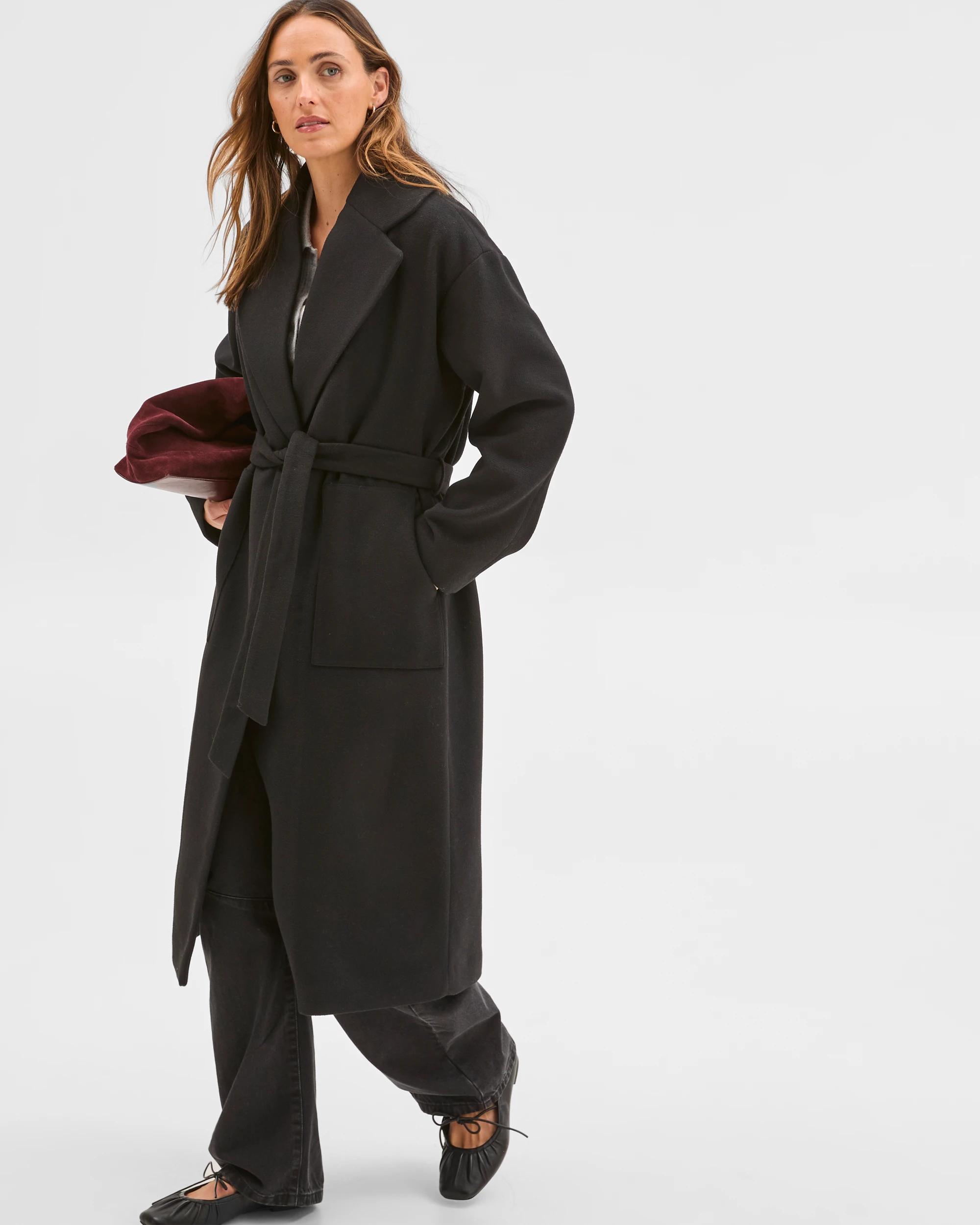 1 Target Woman Soft Wrap Coat BLACK, 1 of 7