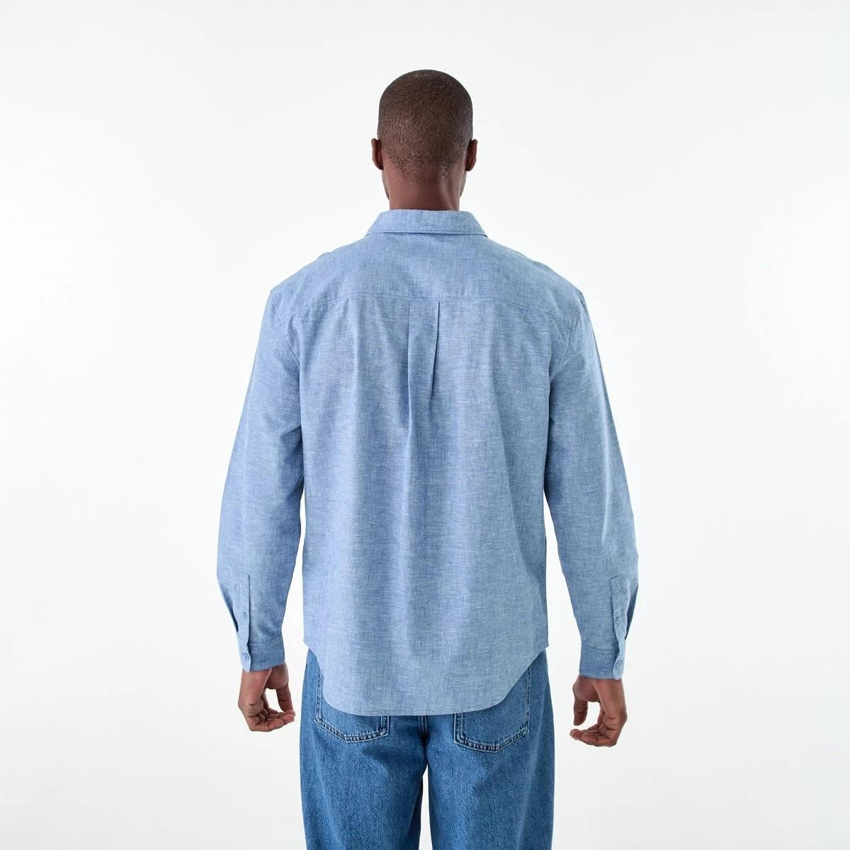 3 Long Sleeve Cotton Linen Shirt FELICIA BLUE YD, 3 of 6