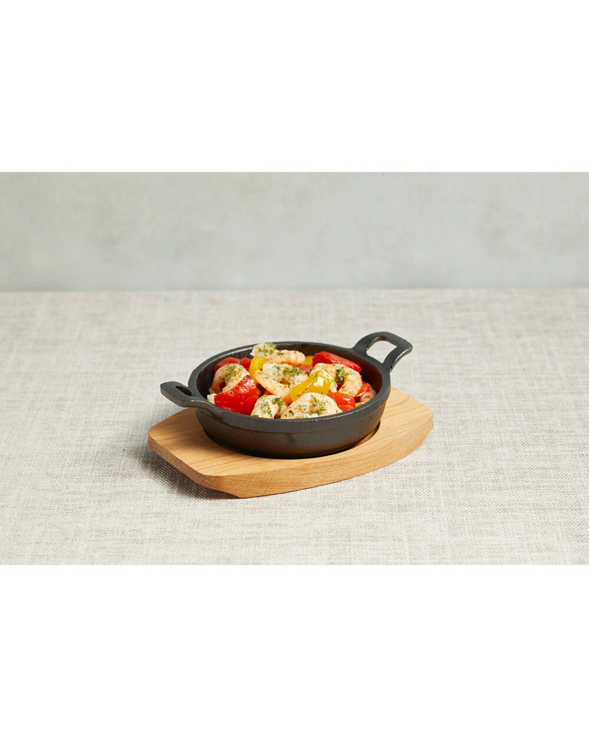 Artesa 4PK Cast Iron Mini Gratin Dish Serving Skillet With Maple Wood ...