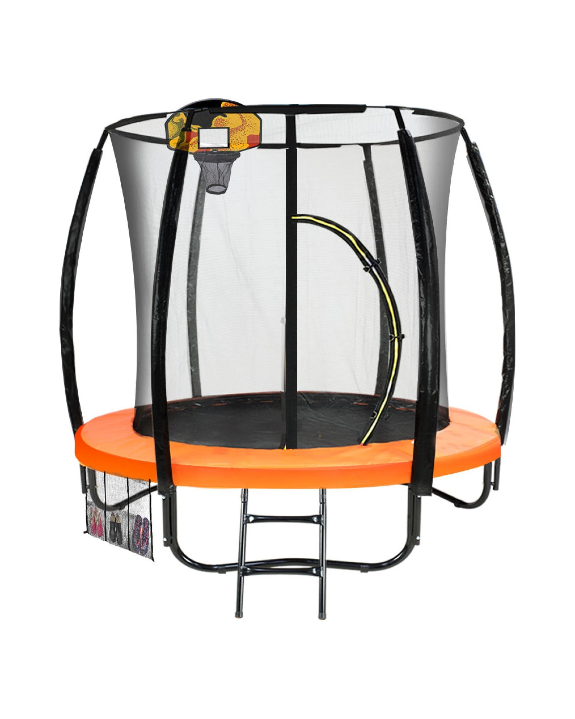 1 Kahuna 6ft Trampoline Outdoor Round Jumper Bouncer Safety Net Spring Pad Mat Ladder LED Basketball Set - Orange, 1 of 9
