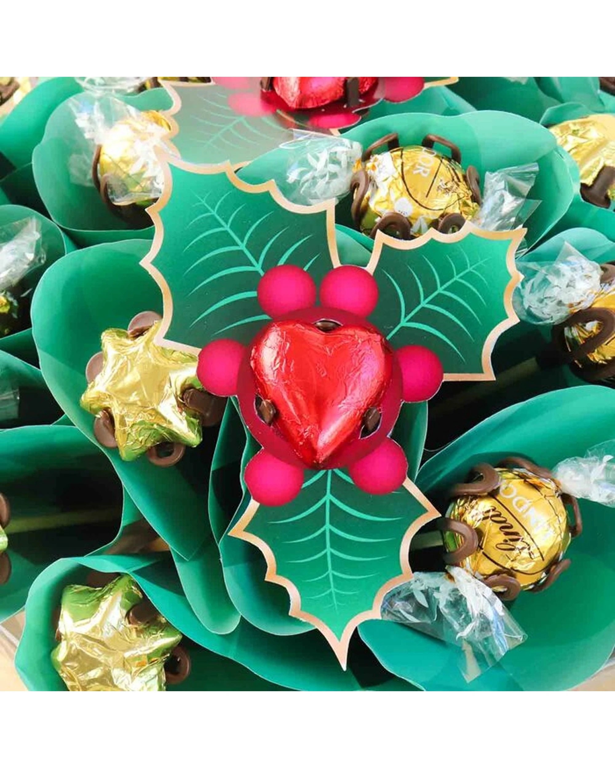 4 Edible Blooms Holly Bouquet Christmas Festive Chocolate Gift Large - Multi, 4 of 4