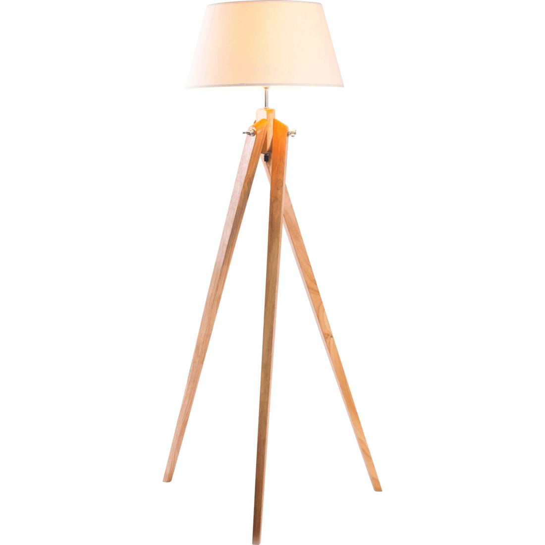 3 BR Home Tripod Floor Lamp with Linen Shade and Bamboo Base, 3 of 4