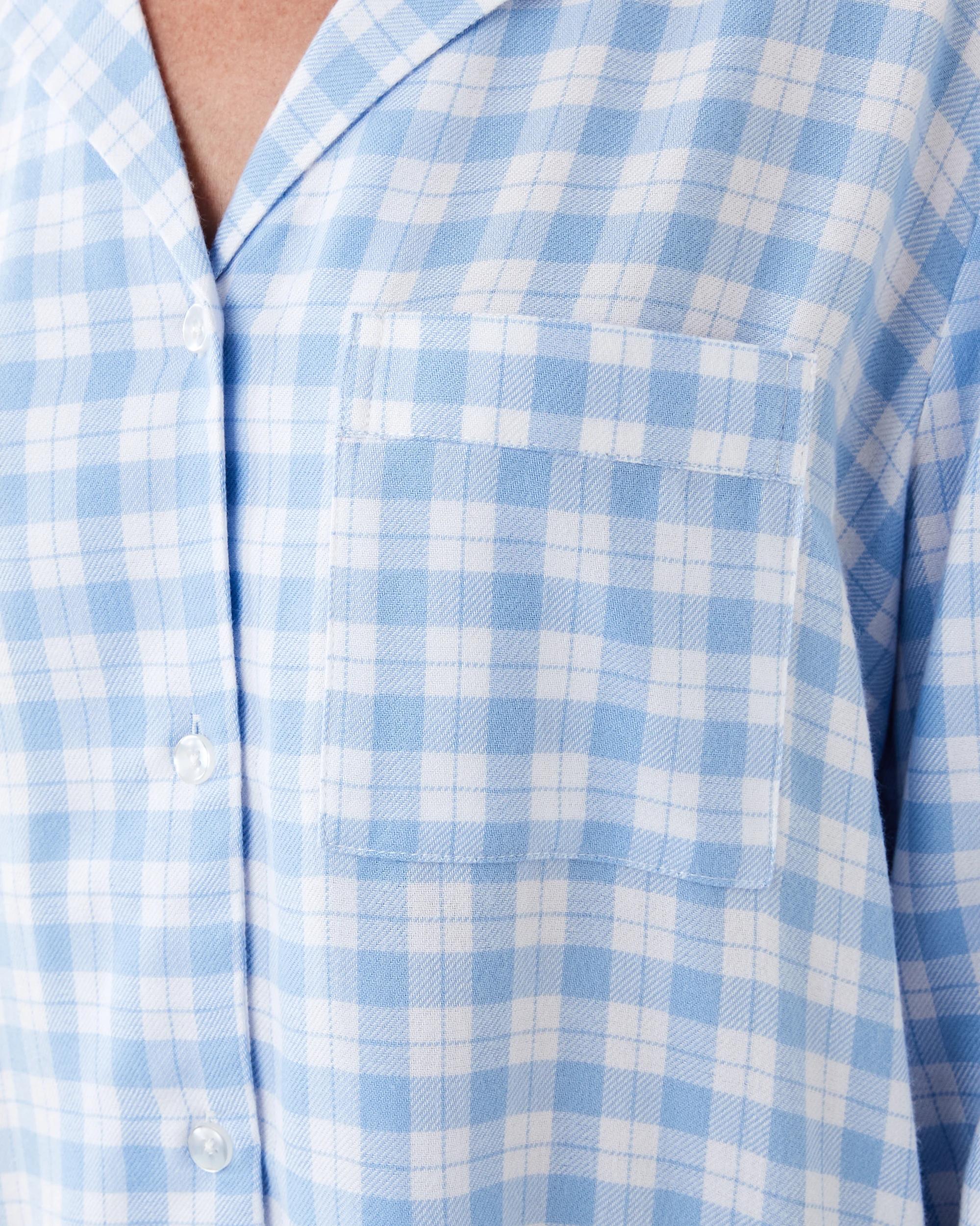 6 Long Sleeve Flannel Nightie Blue Chk, 6 of 8