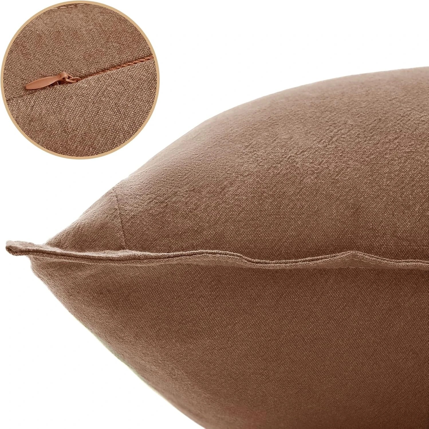 2 Gioia Casa 2-Pack Linen-Cotton Blend Cushion Covers 30x50cm - Cocoa Brown, 2 of 4