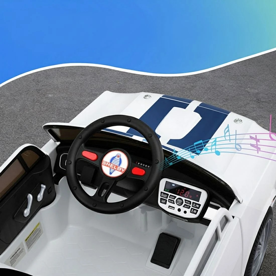 5 Shelby Kids Electric Ride On Car Licensed GT350 Outdoor Toys Cars Music Remote - White, 5 of 8