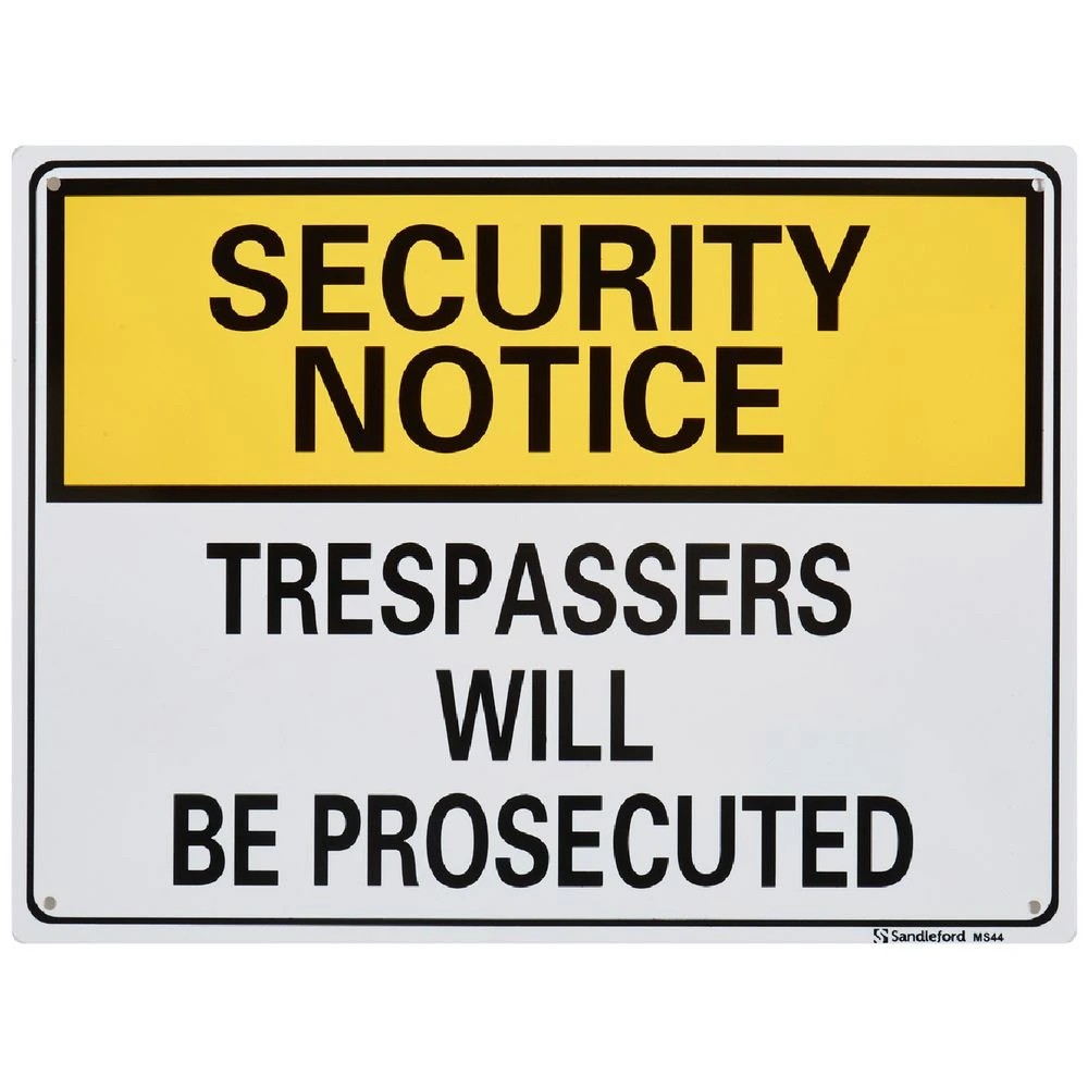 1 Sandleford Trespassers Will Be Prosecuted Sign 300 x 225mm, 1 of 1