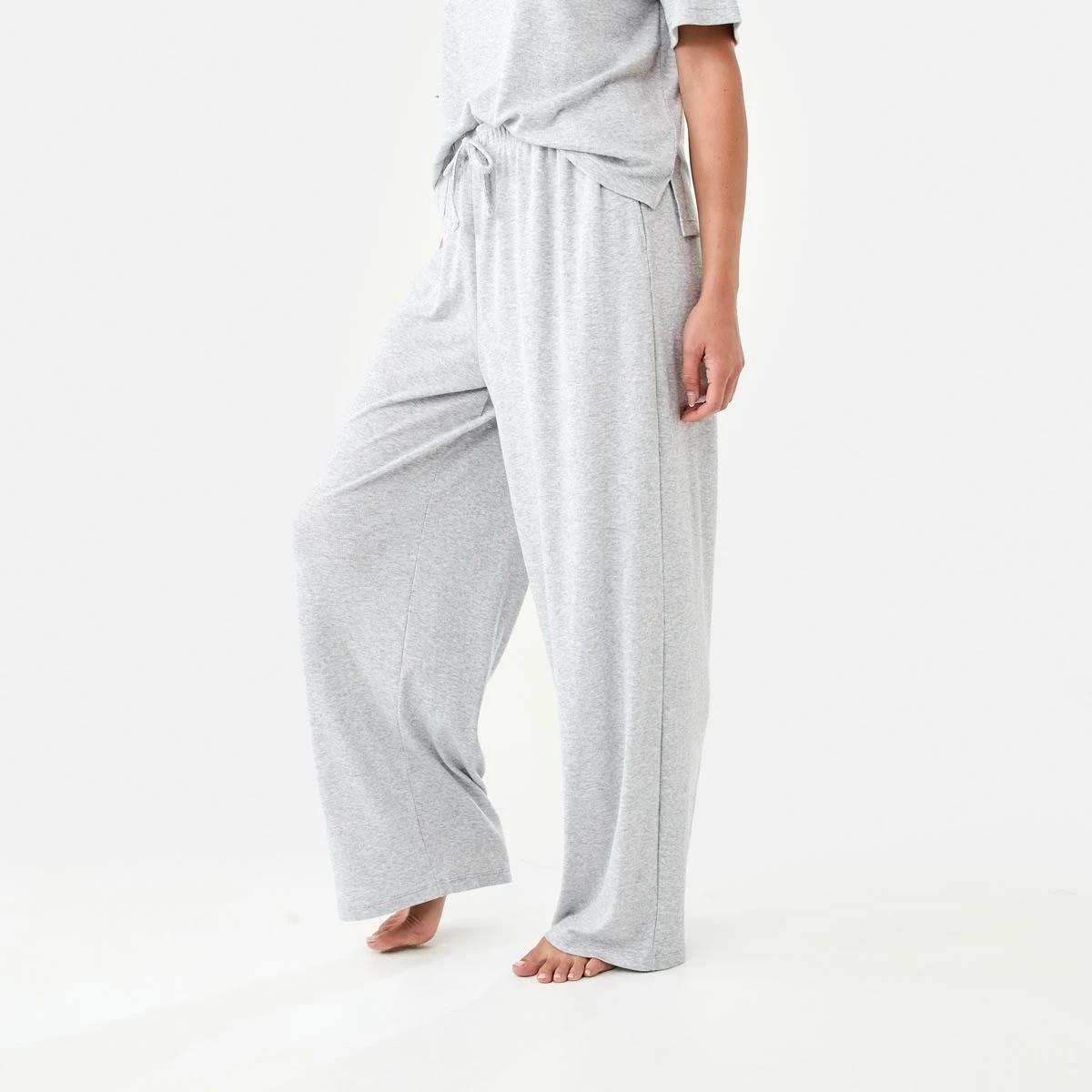 2 Rib Wide Leg Comfort Pants SILVER MARLE, 2 of 6