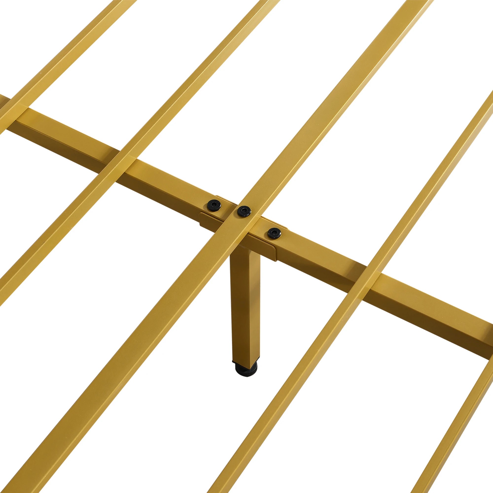 4 Levede Double  Bed Frame - White & Gold, 4 of 8