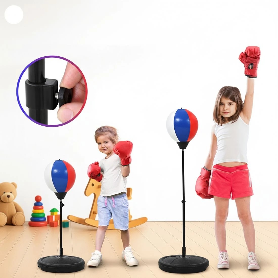 4 Everfit Kids Punching Bag Stand Set Adjustable 76-112cm with Gloves & Pump - Blue, 4 of 6