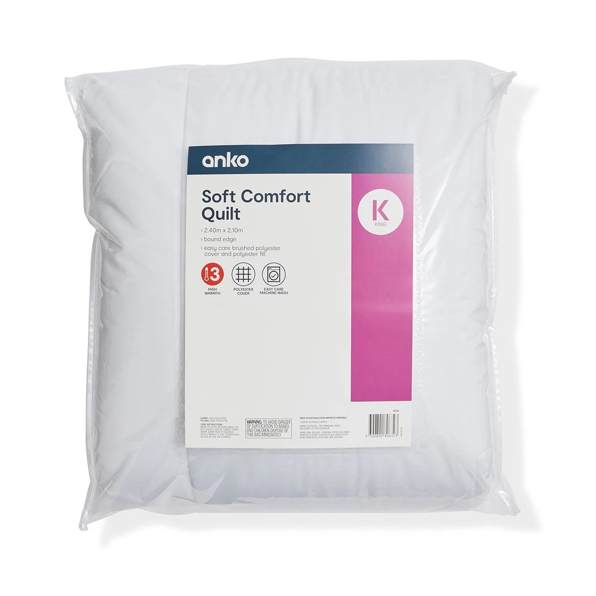 1 High Warmth Soft Comfort Quilt - King Bed, White, 1 of 6