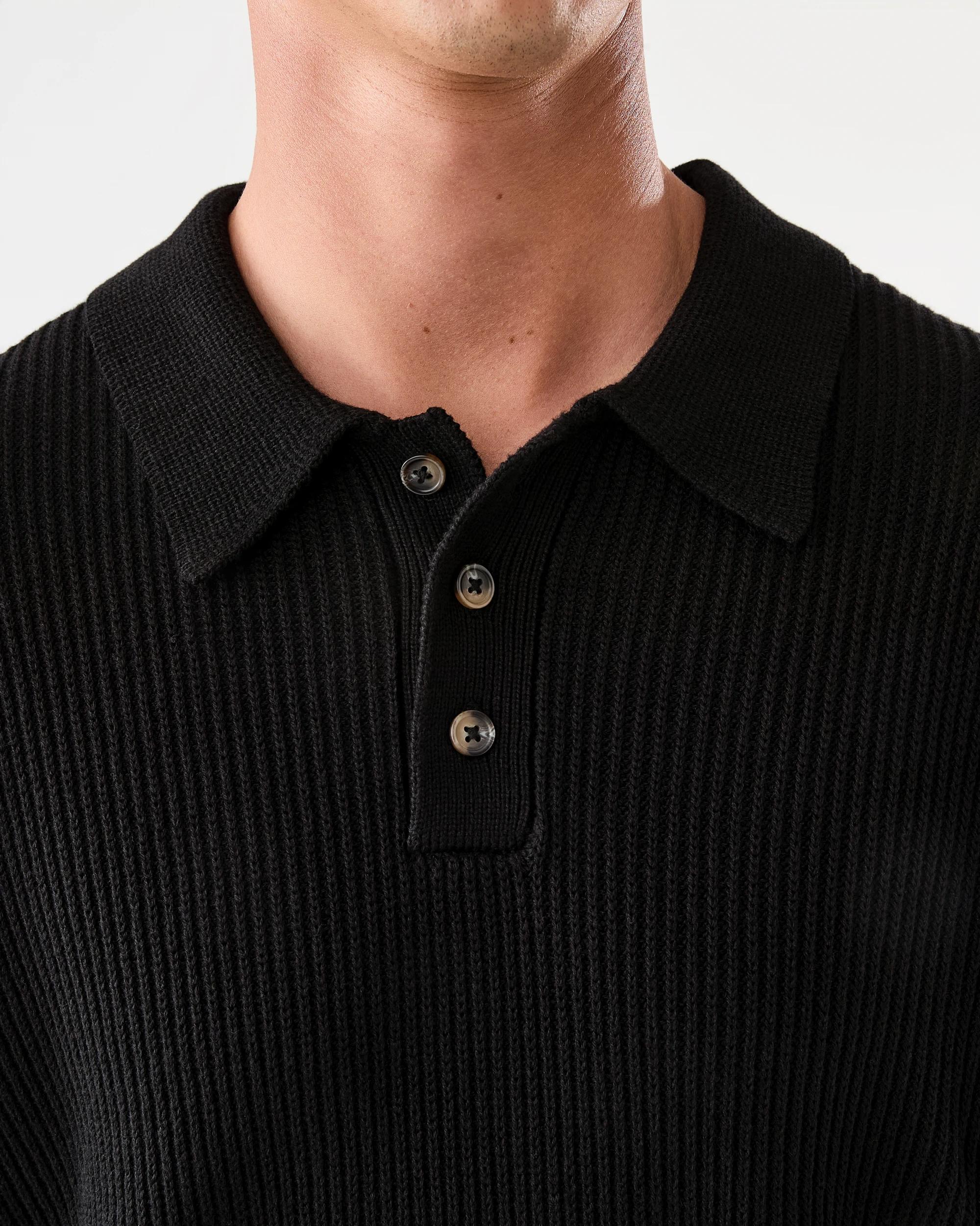 5 Knit Polo Shirt Black, 5 of 7