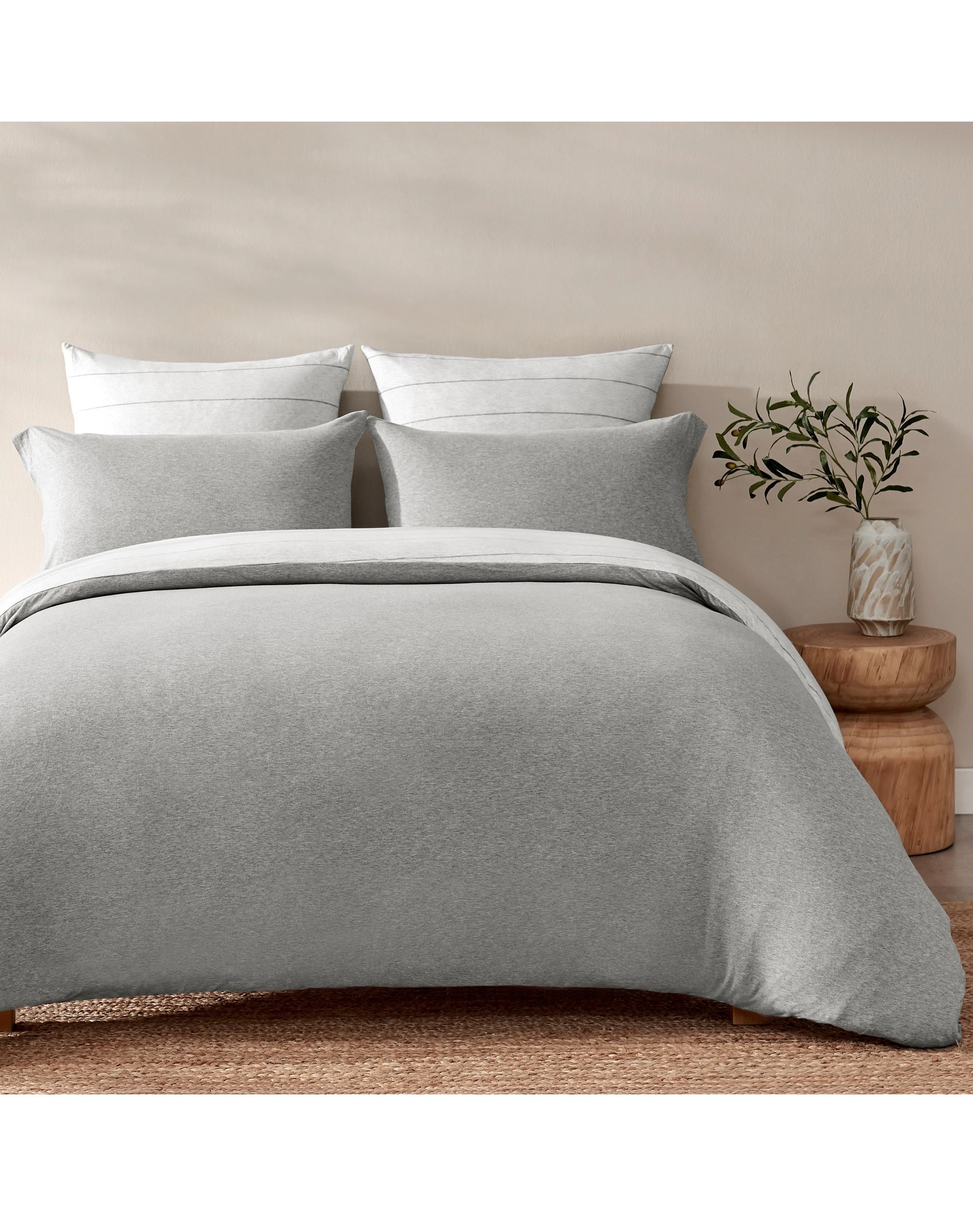 2 Dreamaker Jersey Luxe 100% Cotton Reversible Quilt Cover Set Charcoal - Single Bed - Silver Grey, 2 of 9