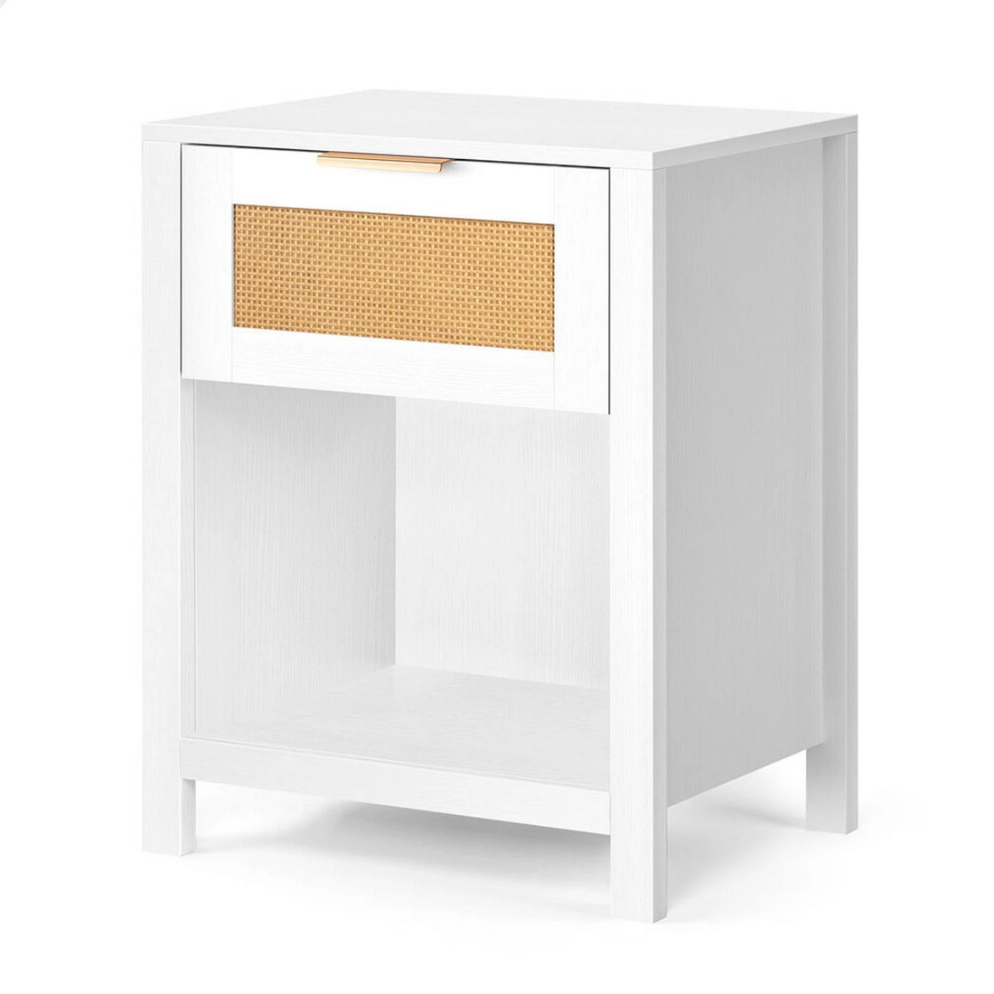 1 Alfordson Bedside Table Nightstand Side End 1 Drawer Storage Shelf - White, 1 of 10