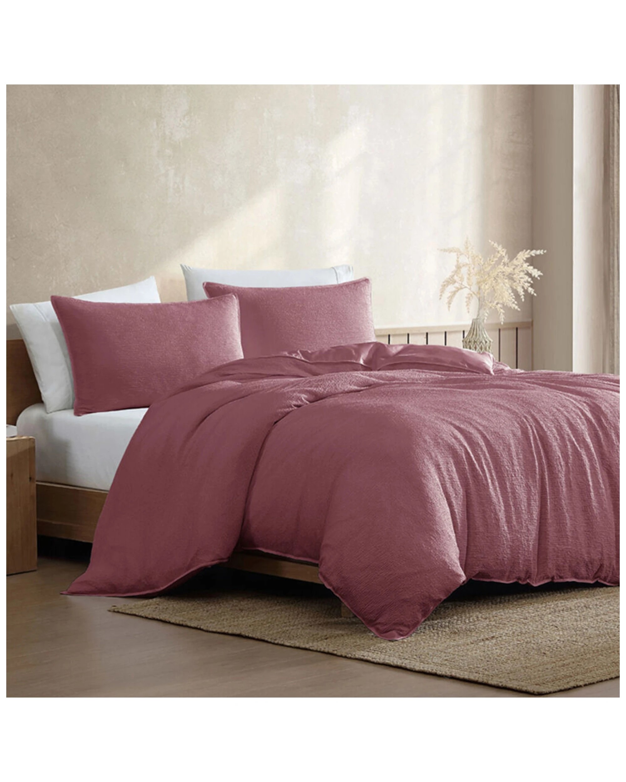 2 ARDOR Queen Boardwalk Quilt Cover Bedding Set Polyester Machine Washable - Pink, 2 of 3