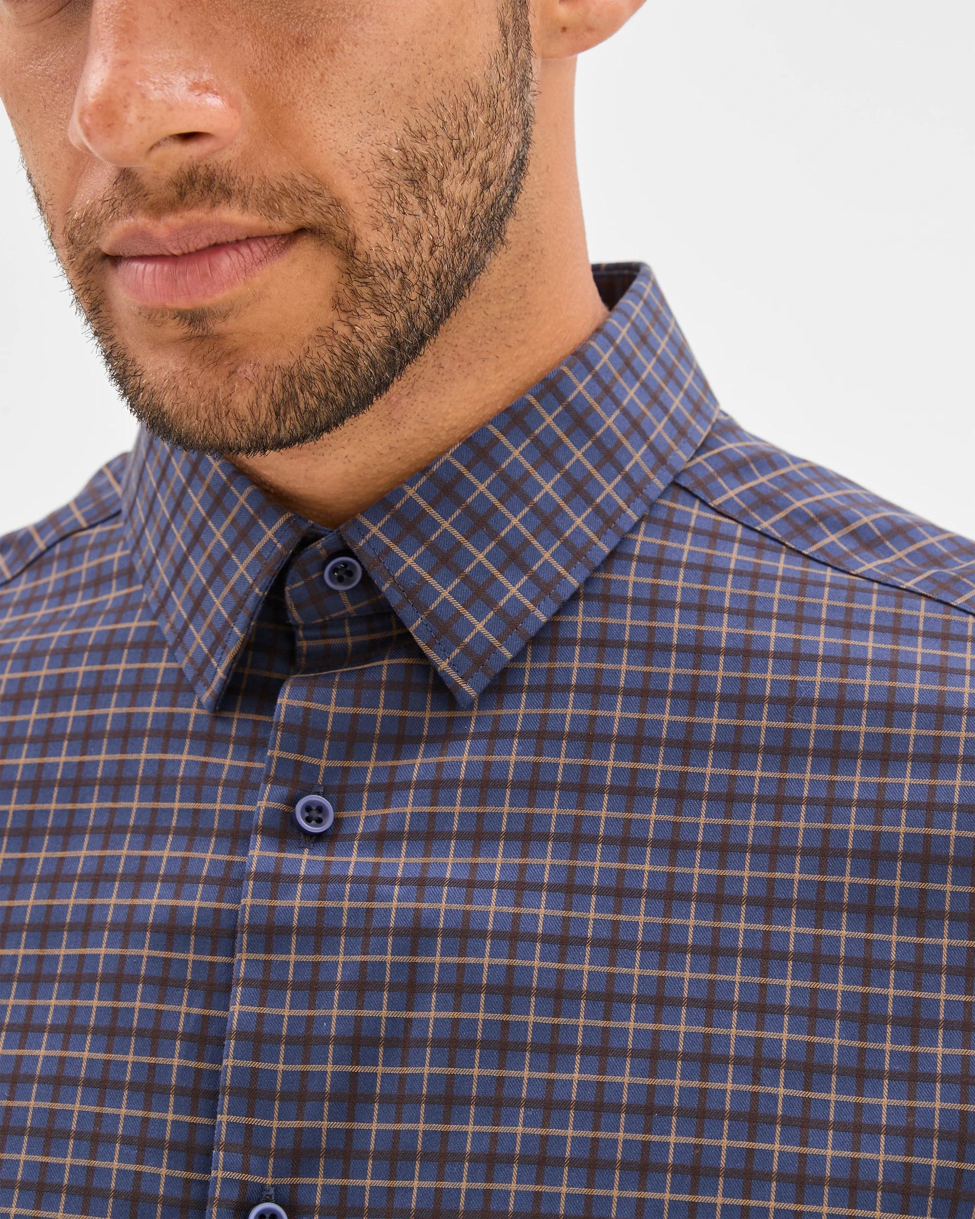5 Preview Non Iron Long Sleeve Business Shirt INDIGO CHECK, 5 of 6