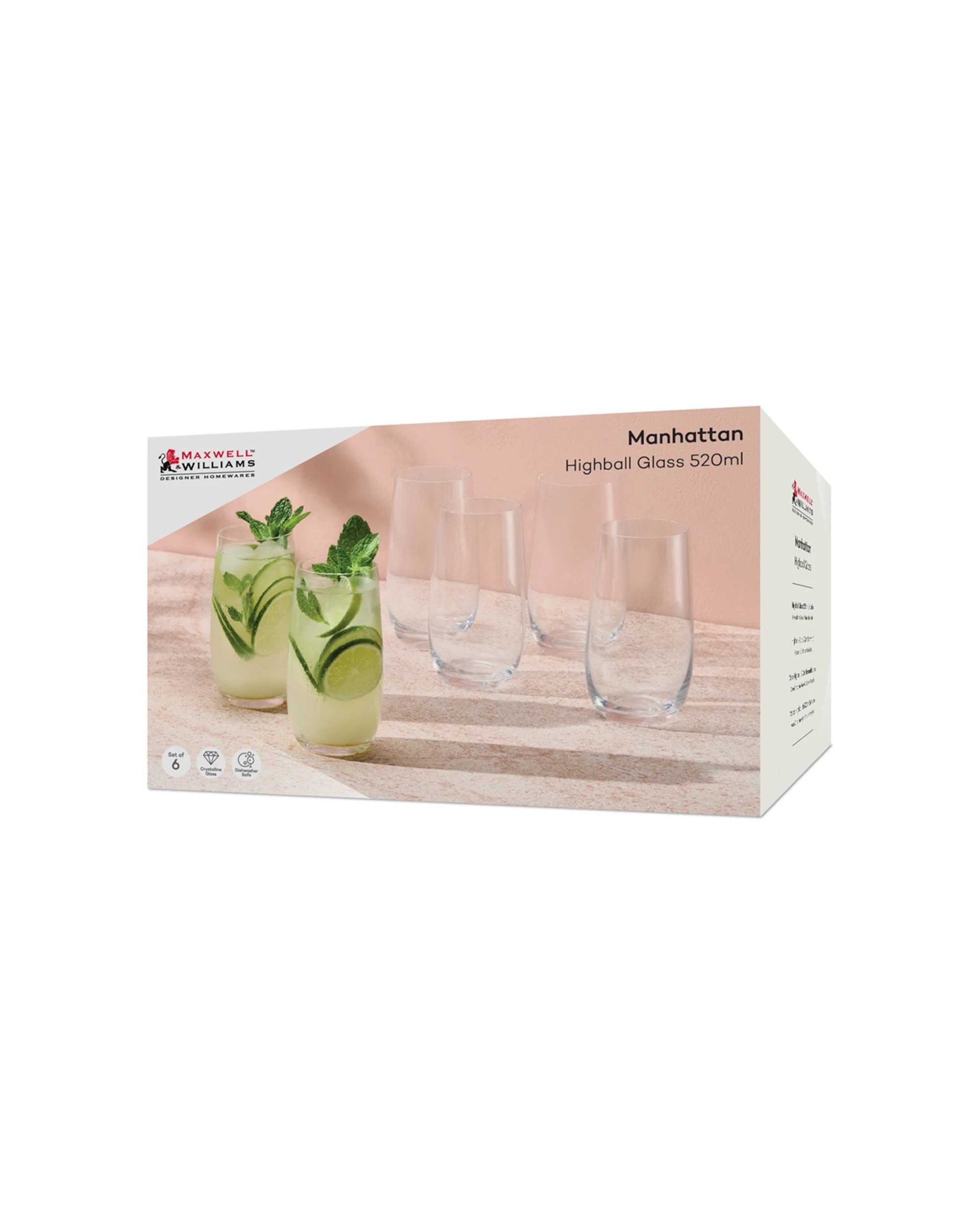 2 Maxwell & Williams Manhattan Highball High-grade Glass Set 520ml Pack Of 6
 - Plain, 2 of 4