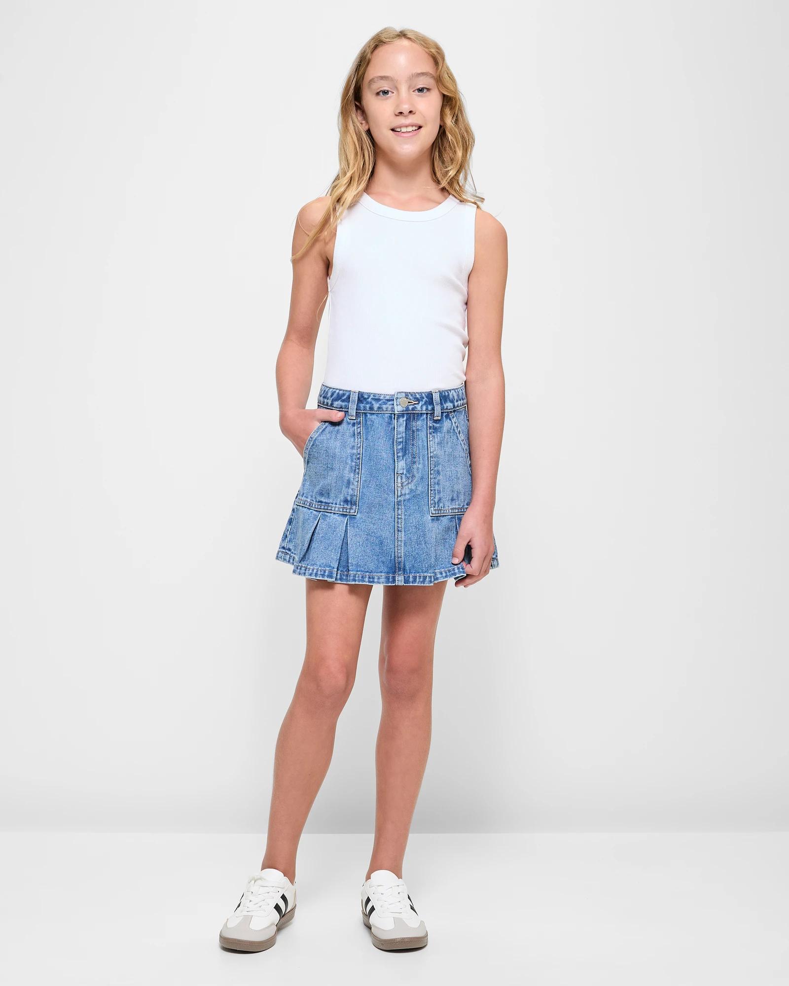 2 Target Denim Utility Pleat Skirt MID WASH, 2 of 7