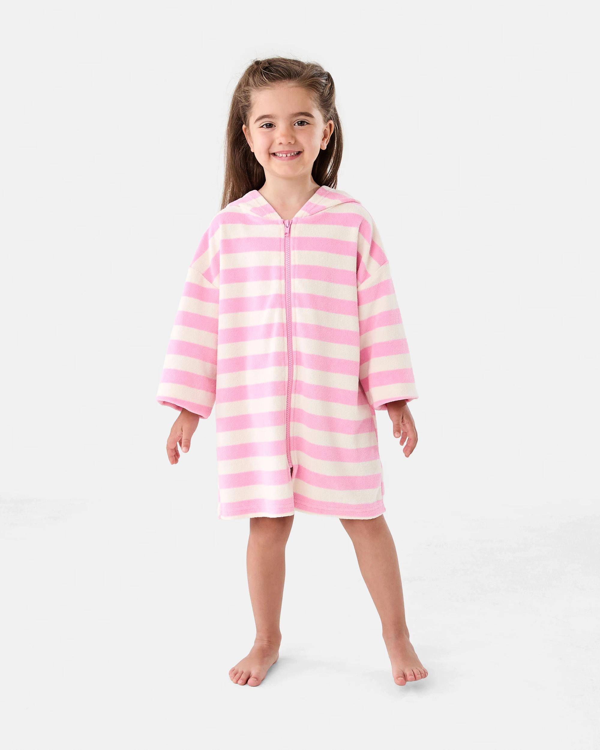 1 Terry Swim Cover Up Pink Strpe, 1 of 5