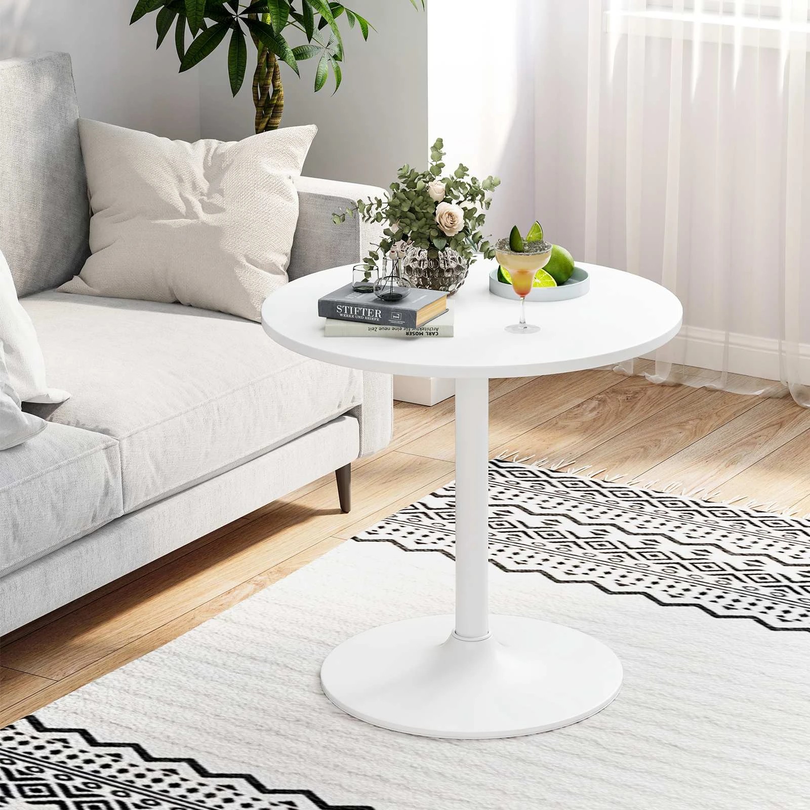 2 Costway 60cm High Bar Table Round Coffee Side Table Pub Dining Table, 2 of 3
