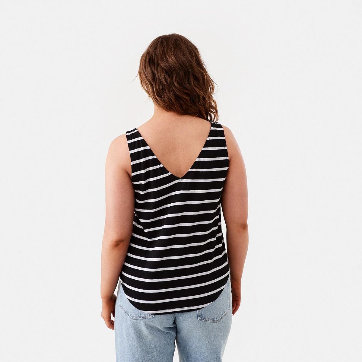 3 Sleeveless Linen Blend V-Neck Tank Top Bw Strp B, 3 of 6