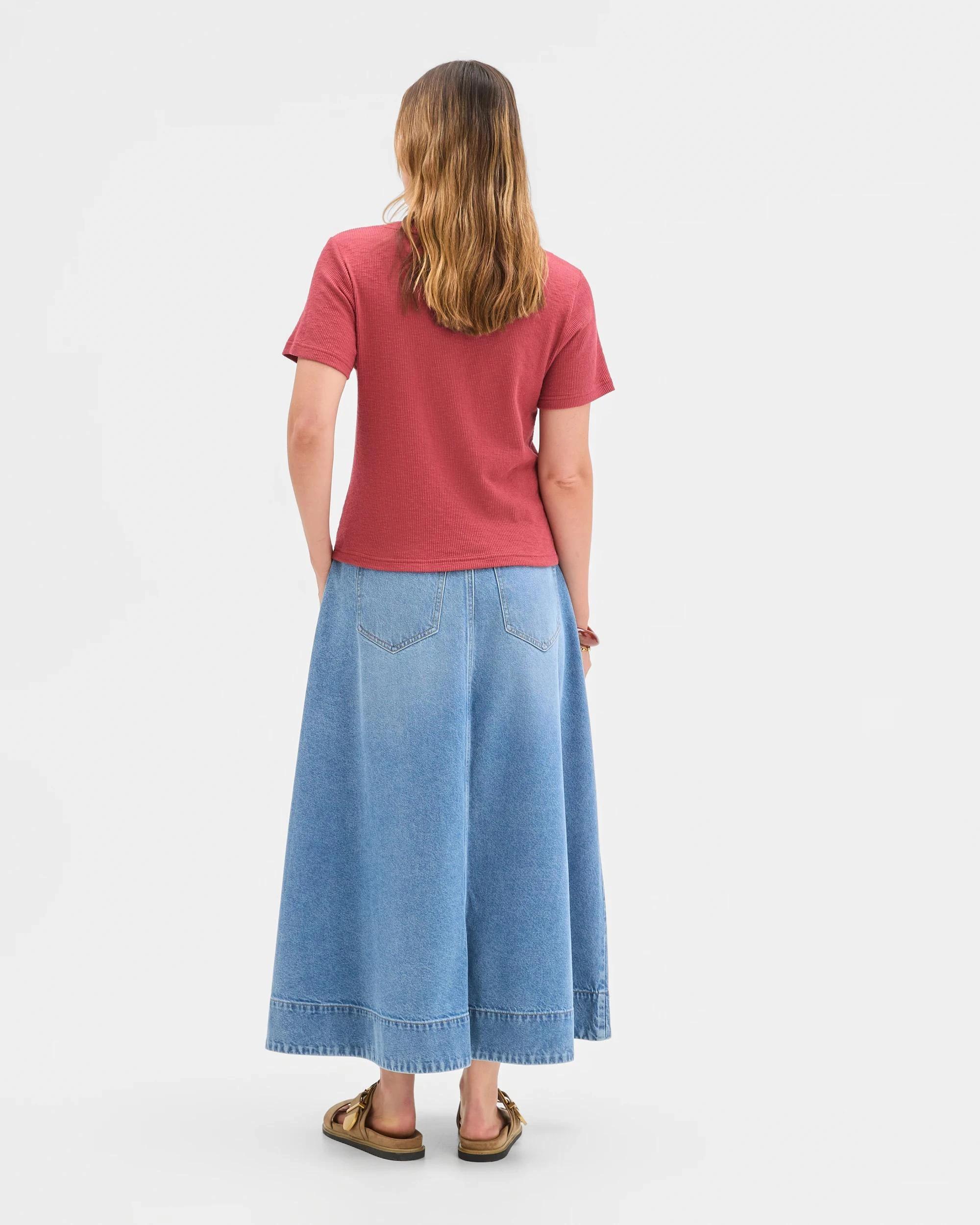 4 Target Woman Australian Cotton Blend Textured Rib Henley T-Shirt EARTH RED, 4 of 5