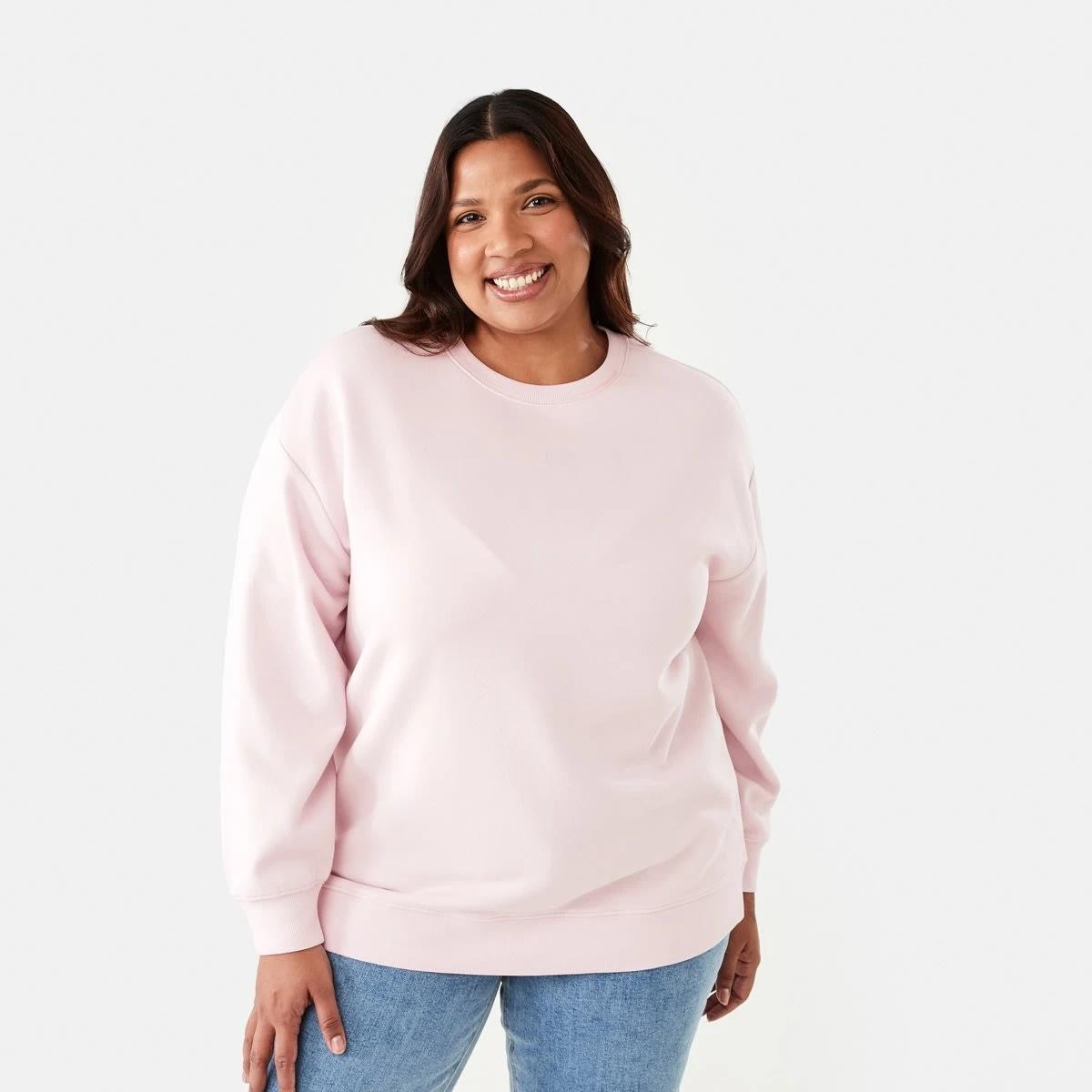 1 Curve Long Sleeve Boxy Sweatshirt Soft Pink, 1 of 5