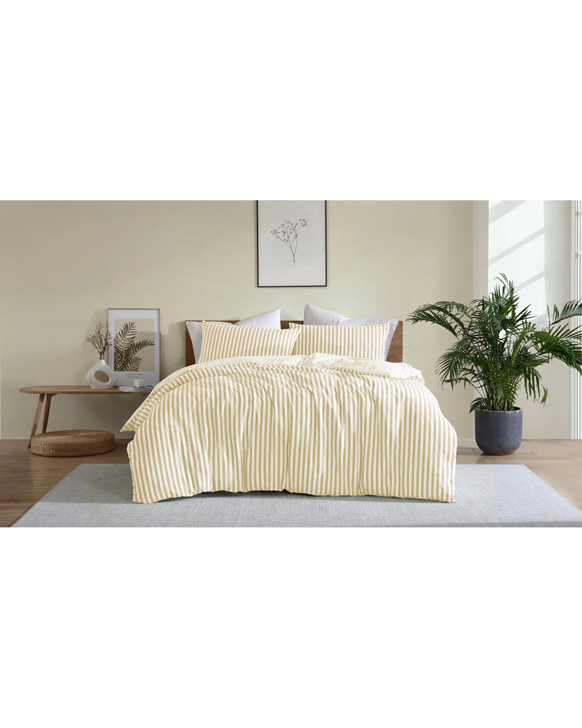 1 Ardor Boudoir King Frankie Stripe Quilt Cover Set - Yellow, 1 of 3