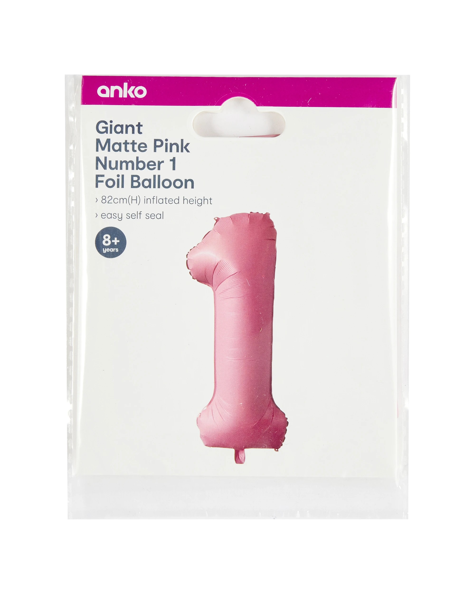 5 Giant Matte Pink Number 1 Foil Balloon, 5 of 5