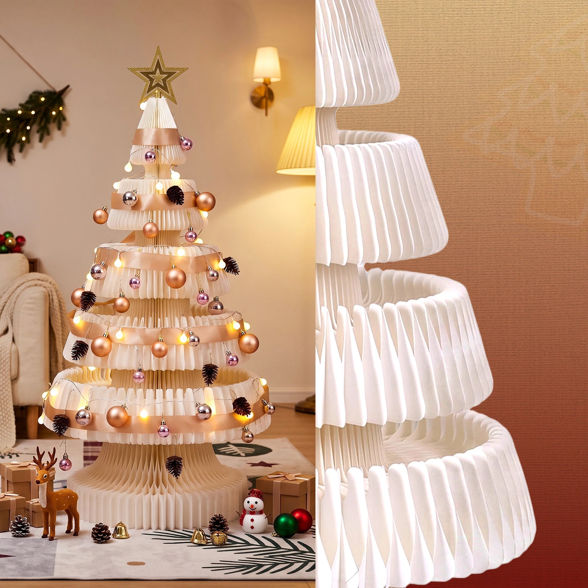 8 Jingle Jollys Foldable Prelit Christmas Tree Decorations 114CM Quick Setup - White, 8 of 10