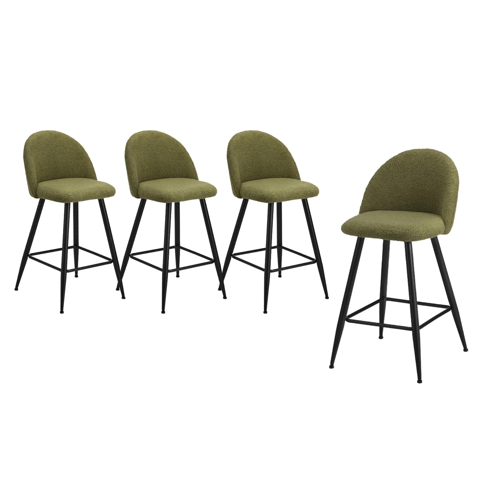 1 Oikiture 4x Bar Stools Kitchen Dining Chairs Counter Stool Boucle Padded
 - Green, 1 of 10