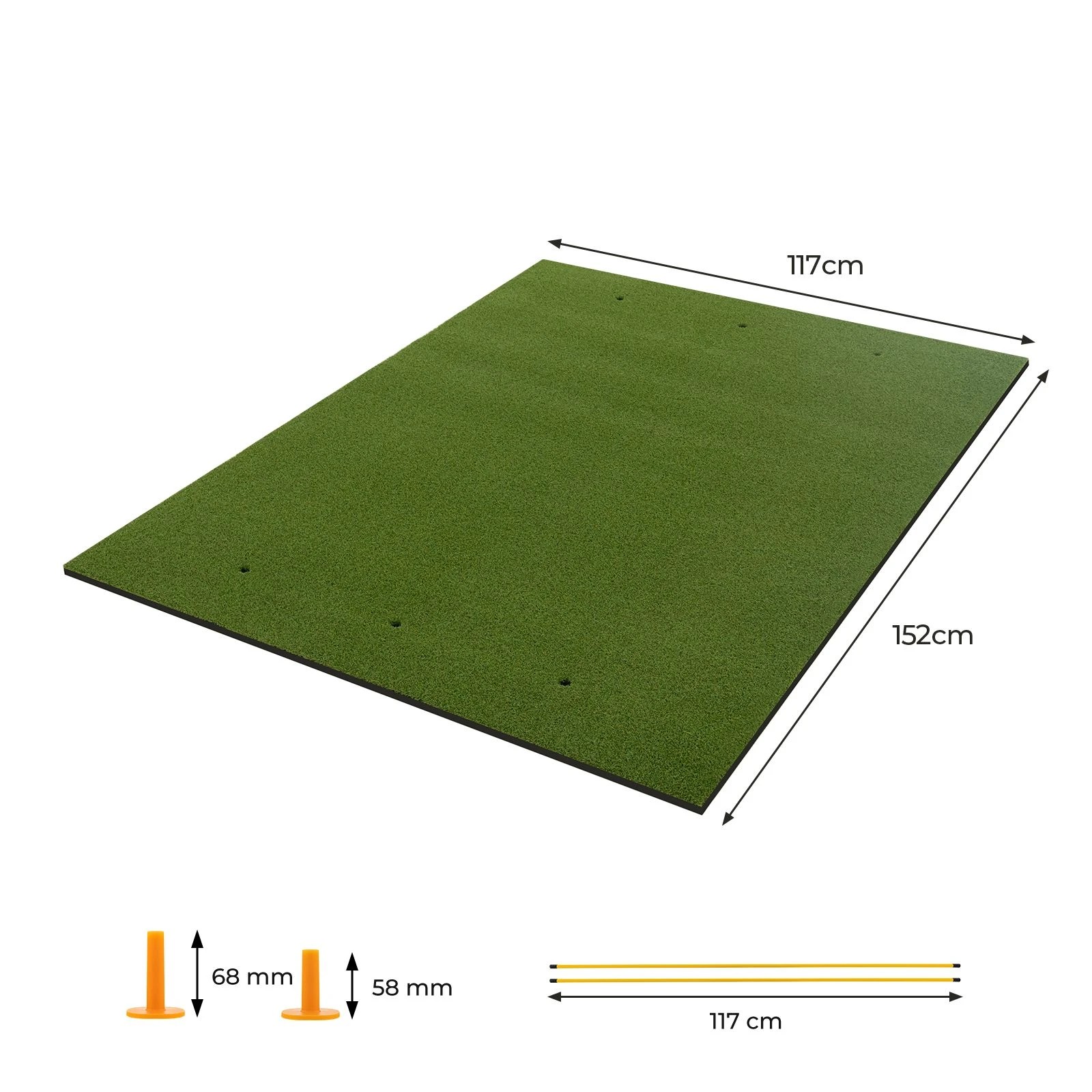 2 Costway 1.2x1.5m Golf Putting Green Practice Mat w/2 Rubber Tees & Alignment Sticks Golf Training Aid, 2 of 3