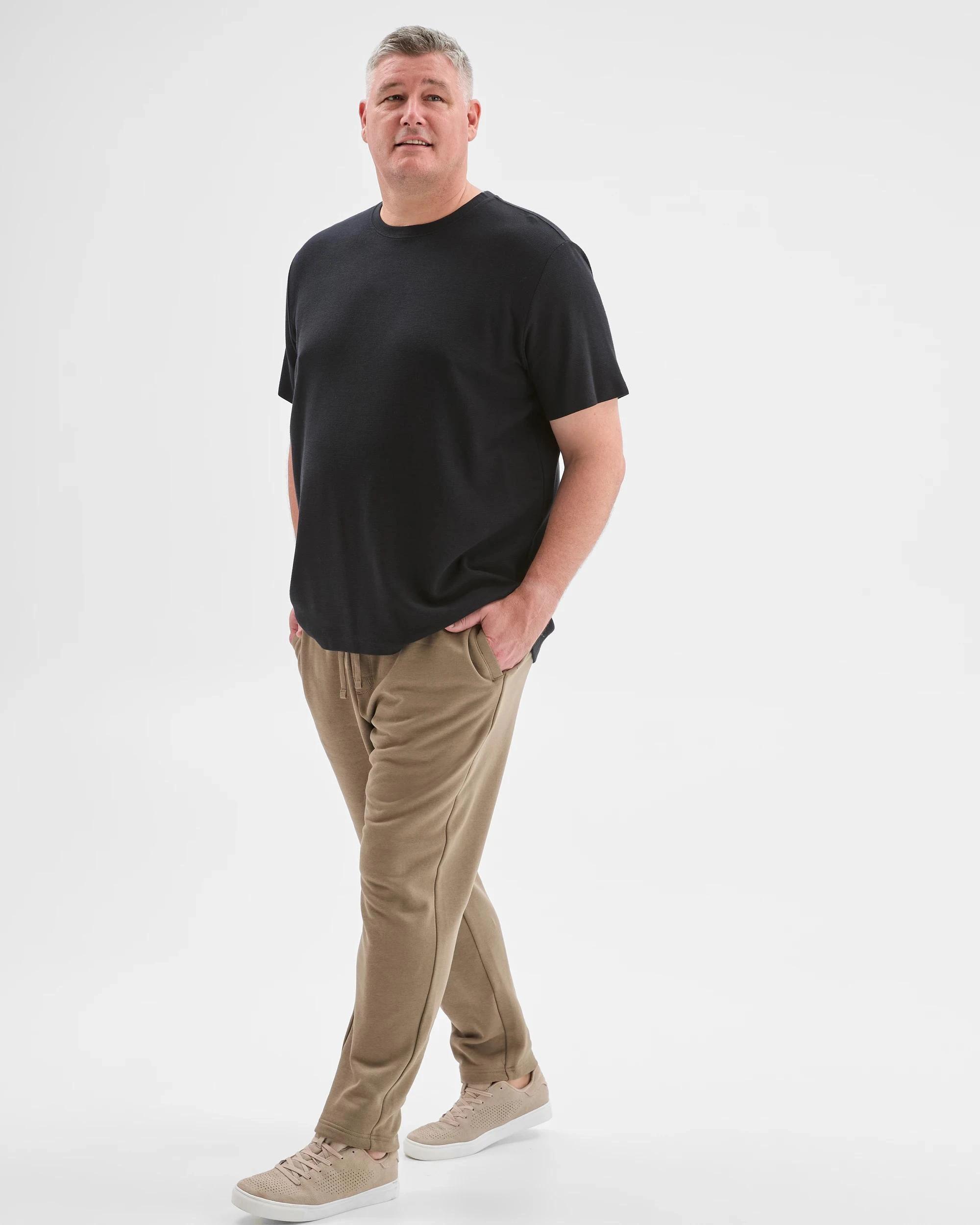 3 Target Man Plus Plus Size Australian Cotton Blend Non Cuffed Trackpants MUSHROOM, 3 of 6