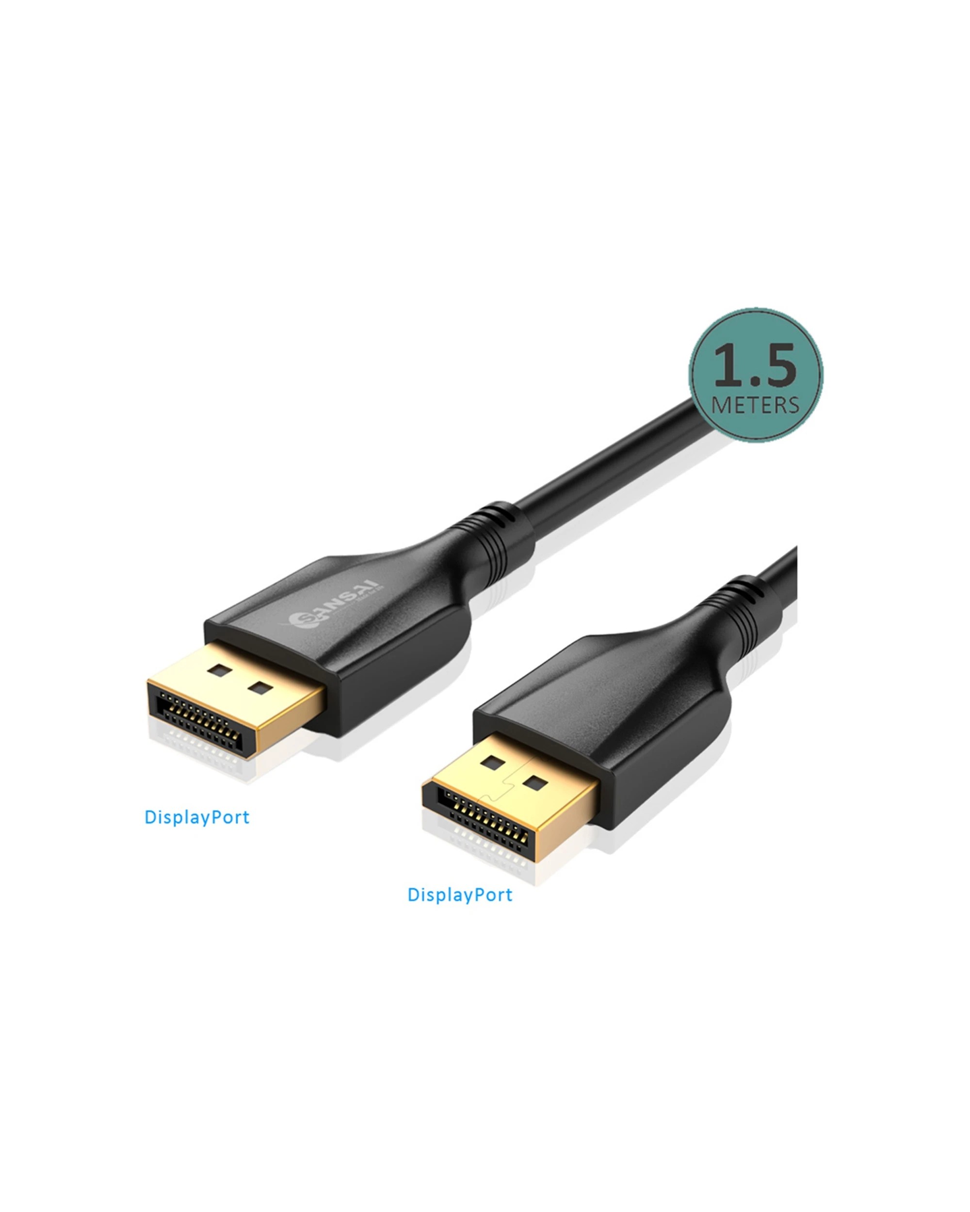 2 Sansai Displayport 1.5m 4K Male To Male Monitor Display Computer Cable - Black, 2 of 2