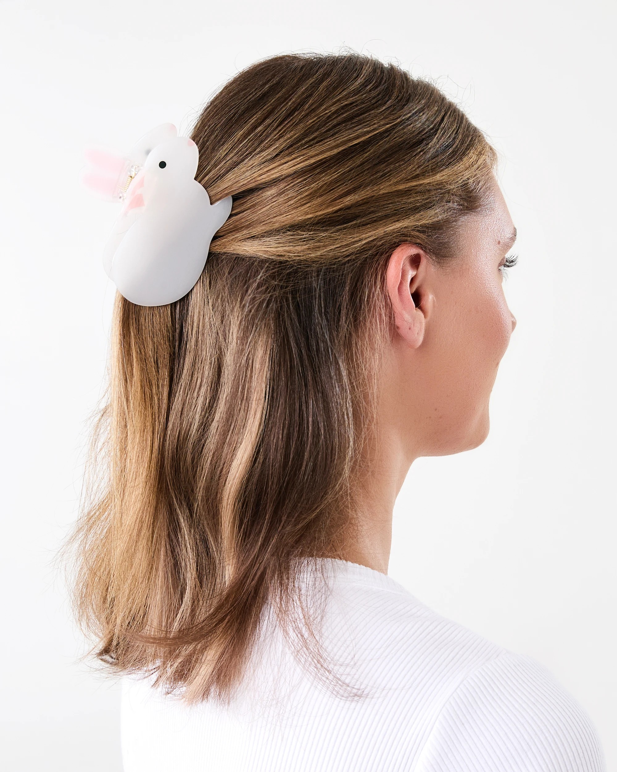 3 White Novelty Bunny Claw Hair Clip, 3 of 4