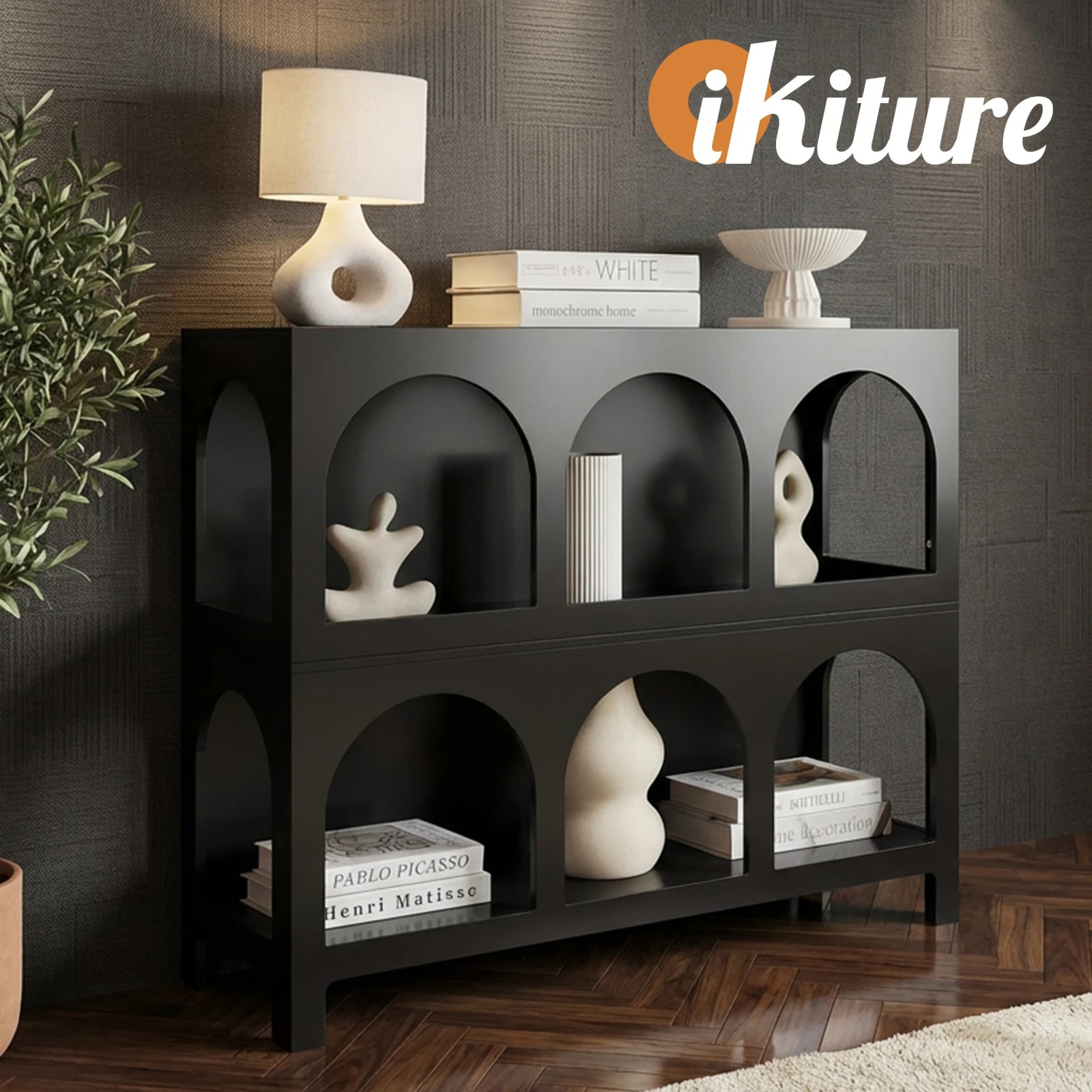 6 Oikiture Shelving Unit Display Shelf Storage Stand Bookcase Bookshelf
 - Black, 6 of 7