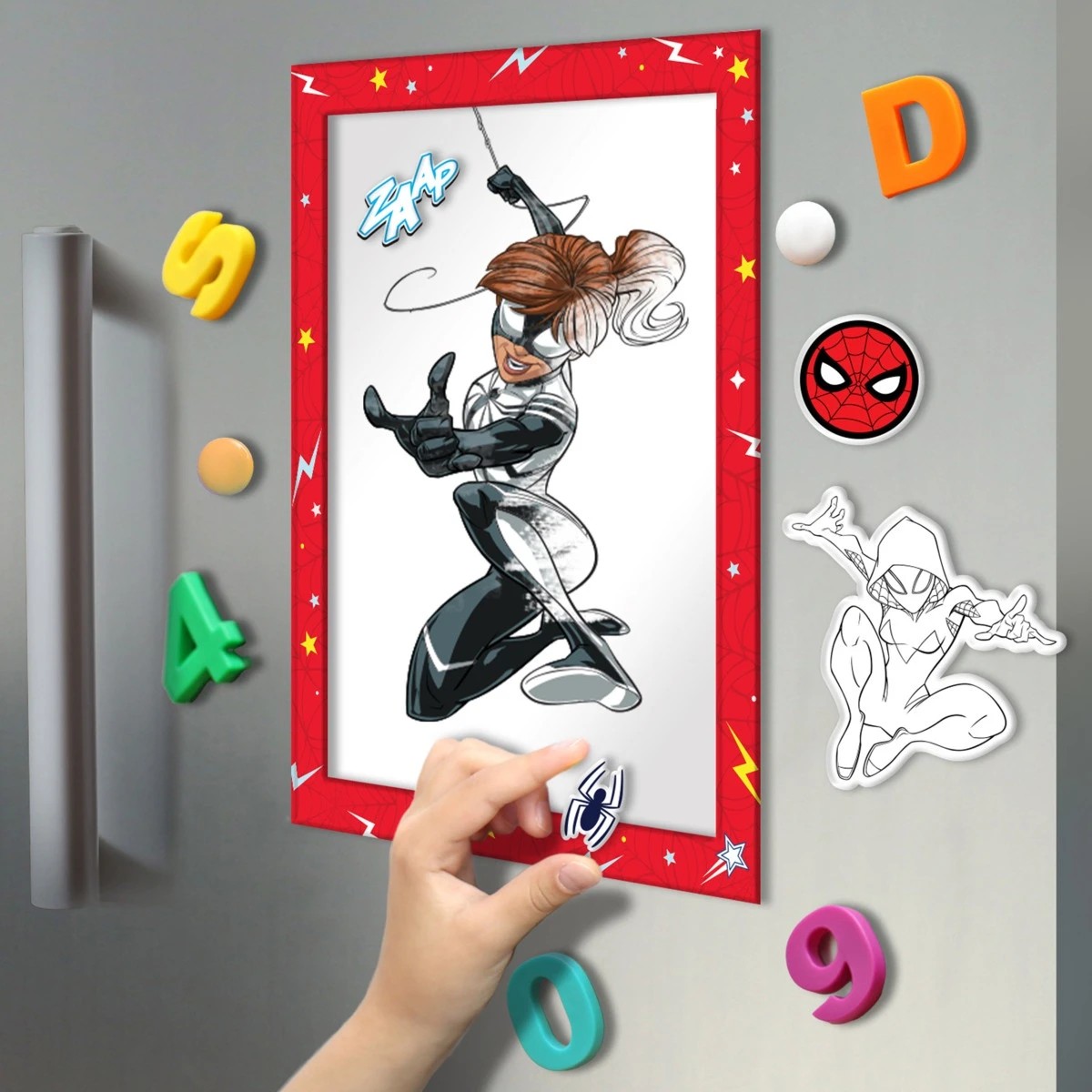 6 Marvel Spider-Man Kaleidoscope Colour-Me Magnets + Colouring Book, 6 of 6