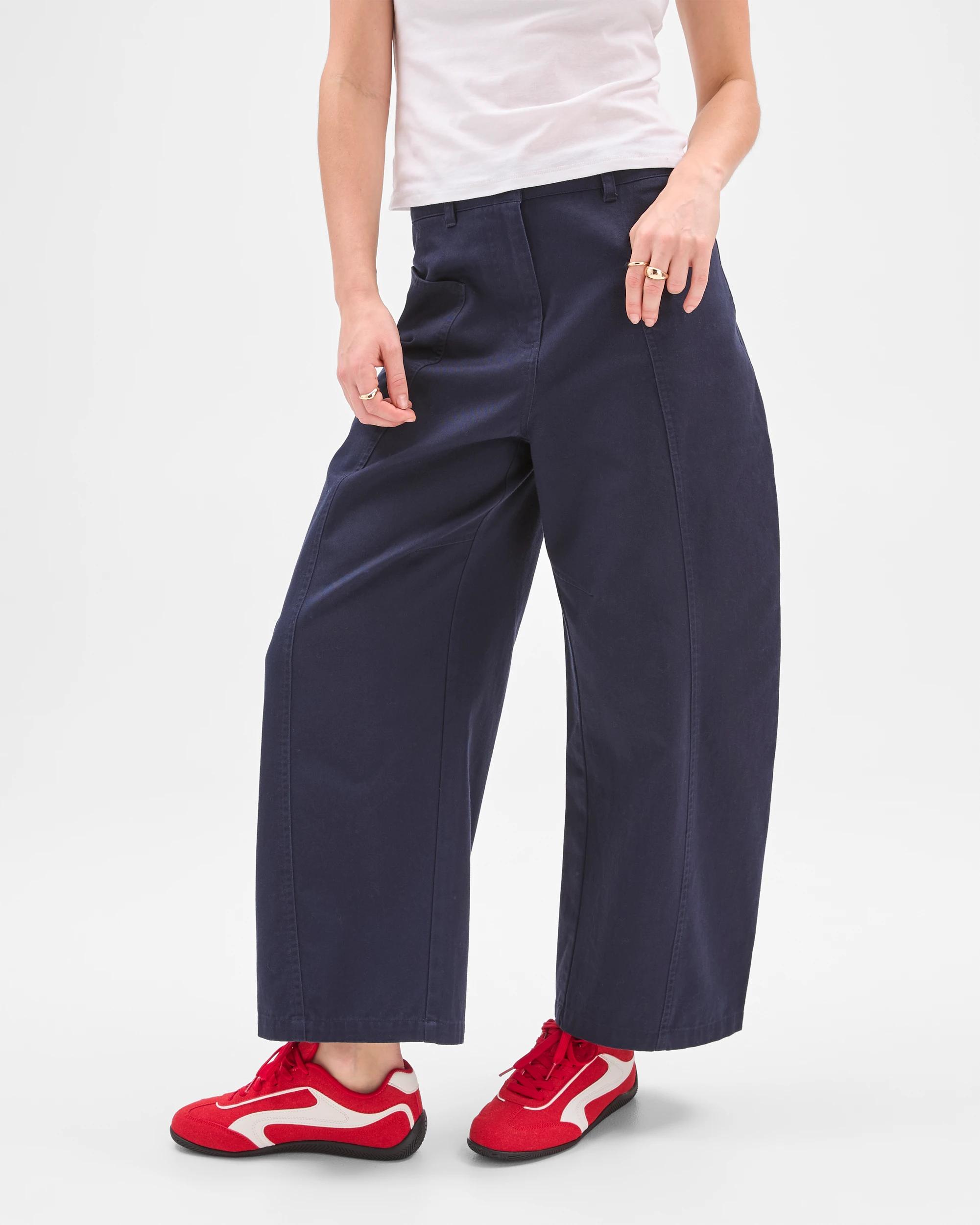 4 Lily Loves Australian Cotton Curved Pocket Barrel Leg Pants DEEP NAVY, 4 of 7