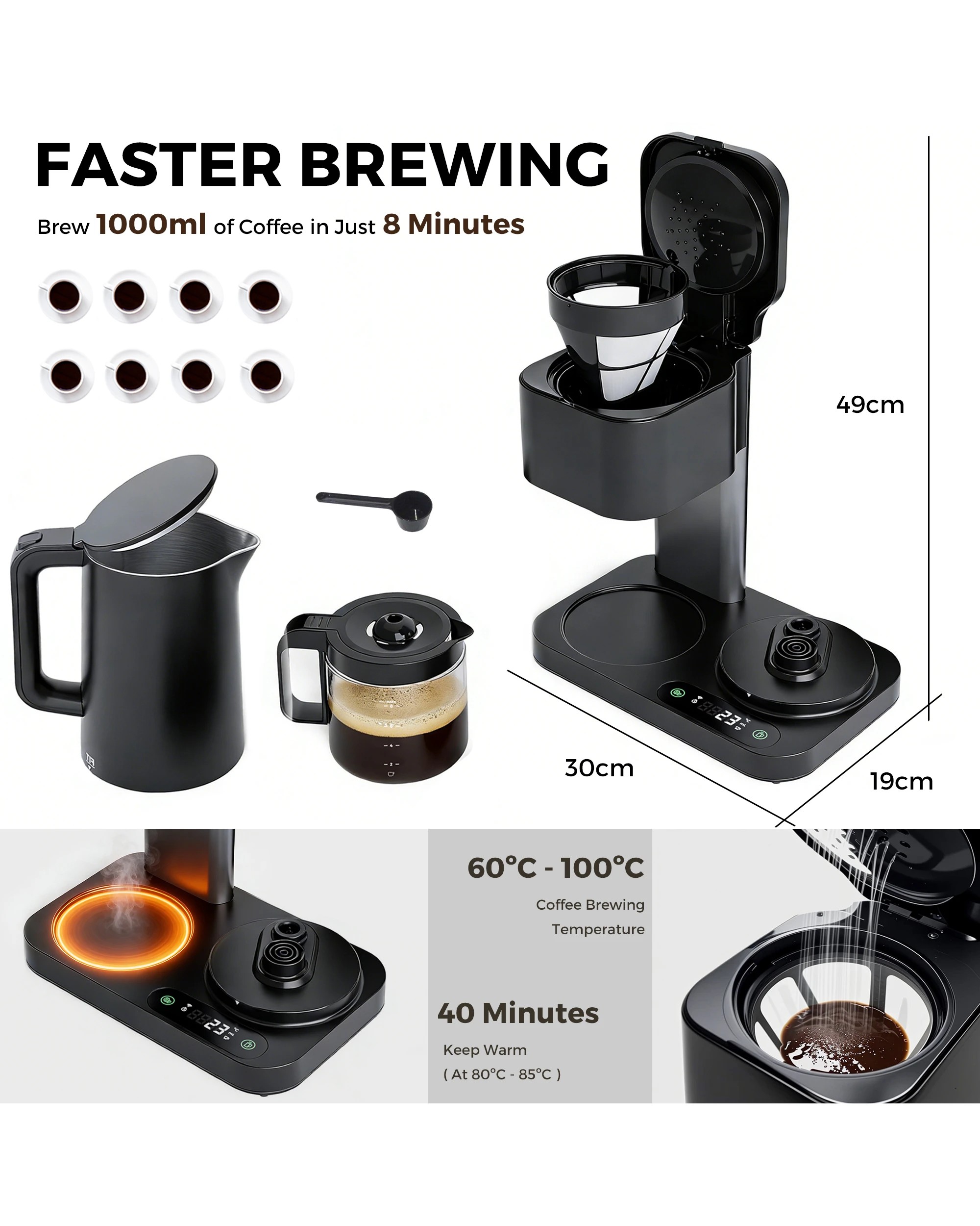 6 Advwin Coffee Maker with Kettle - Black, 6 of 6