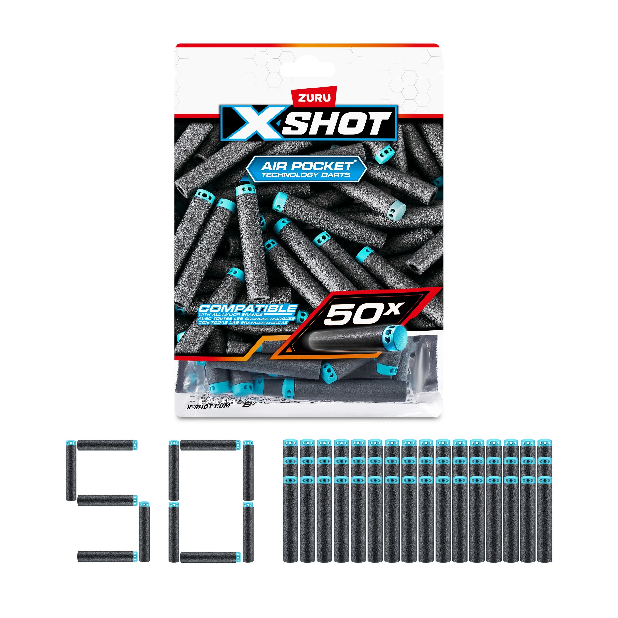 1 50 Piece Zuru X-Shot Air Pocket Technology Darts Refill Pack, 1 of 6
