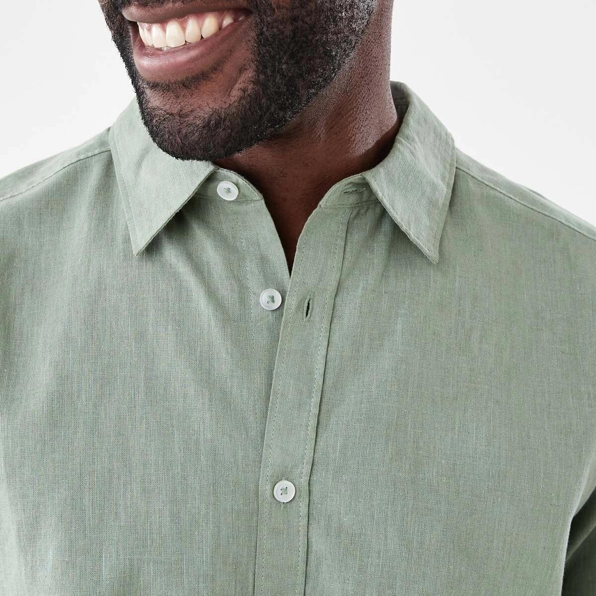 5 Short Sleeve Cotton Linen Shirt LILY PAD, 5 of 5