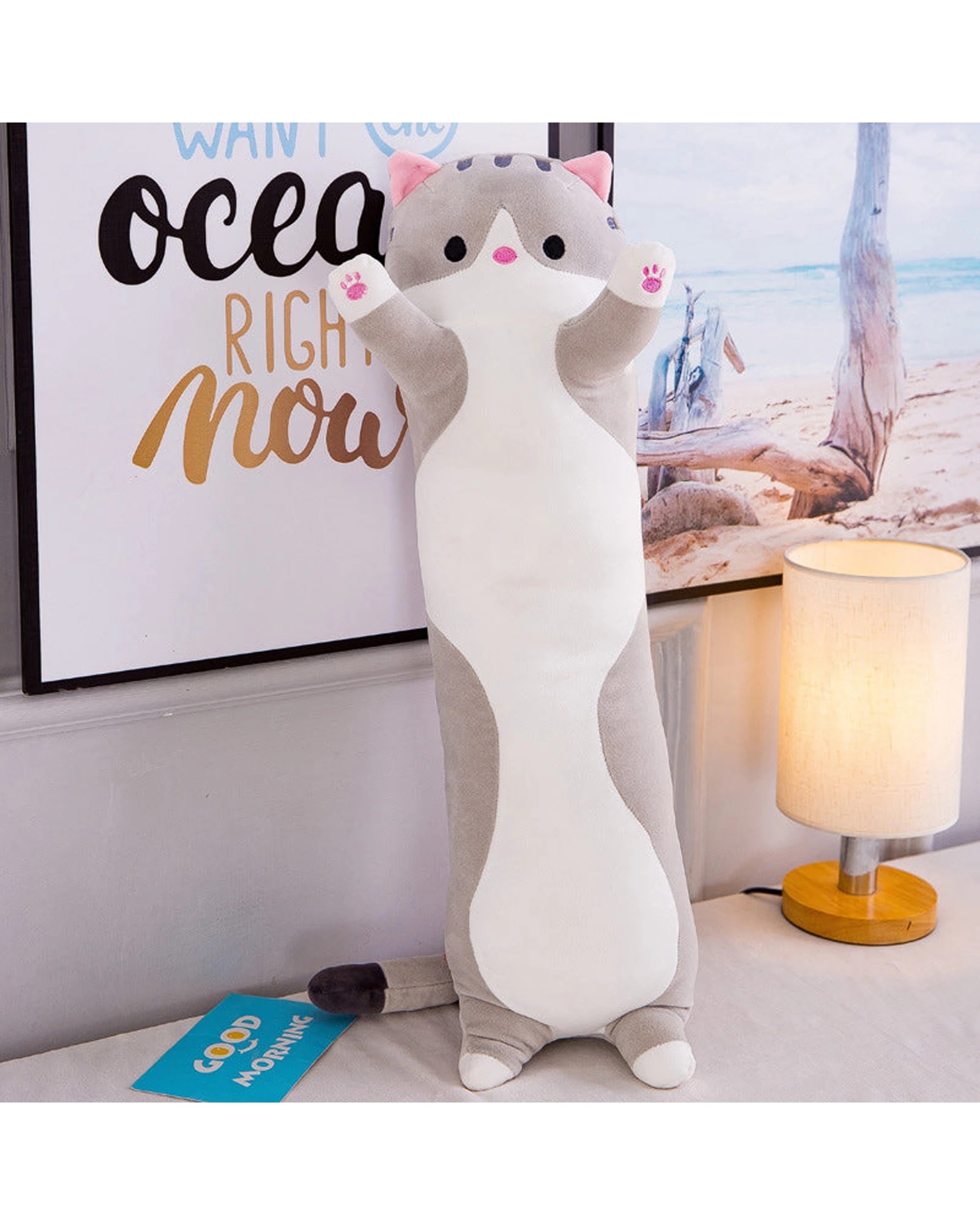 4 Cotton More Long Cat Plush Toy Pillow 130cm - Grey, 4 of 4