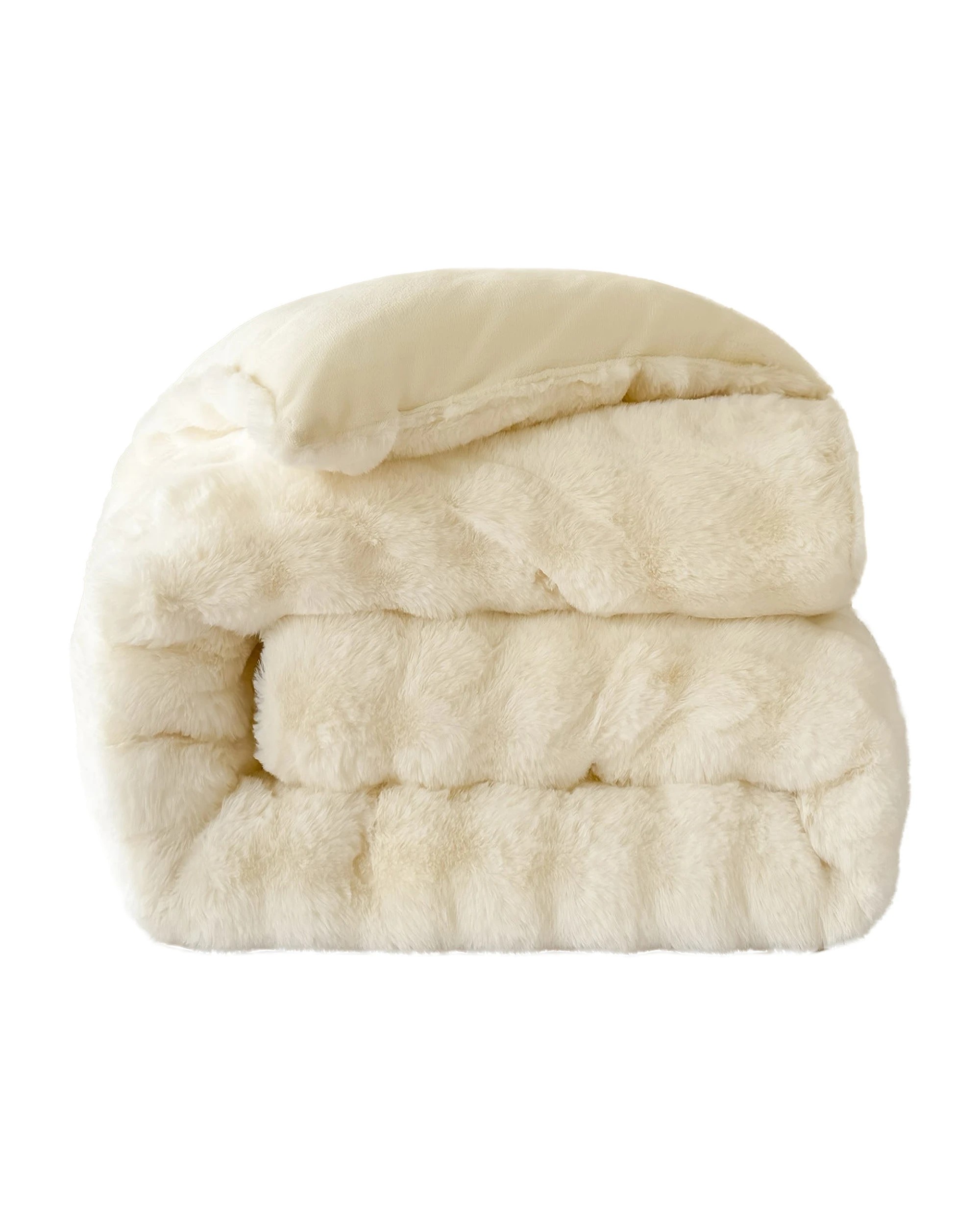 1 Cotton More Faux Bubble Rabbit Fur Blanket 200x230cm Cream - White, 1 of 6