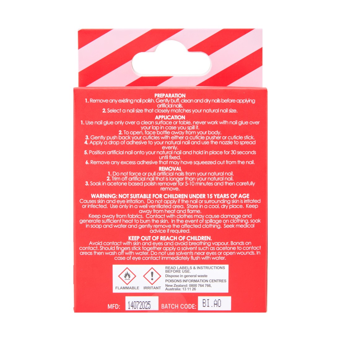 4 OXX Cosmetics 24 Pack Artificial Nails with Adhesive - Almond Shape, Candy Cane Swirl, 4 of 4