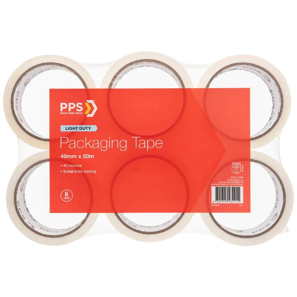 1 PPS 48mm x 50m Light Duty Packaging Tape Clear 6 Pack, 1 of 1
