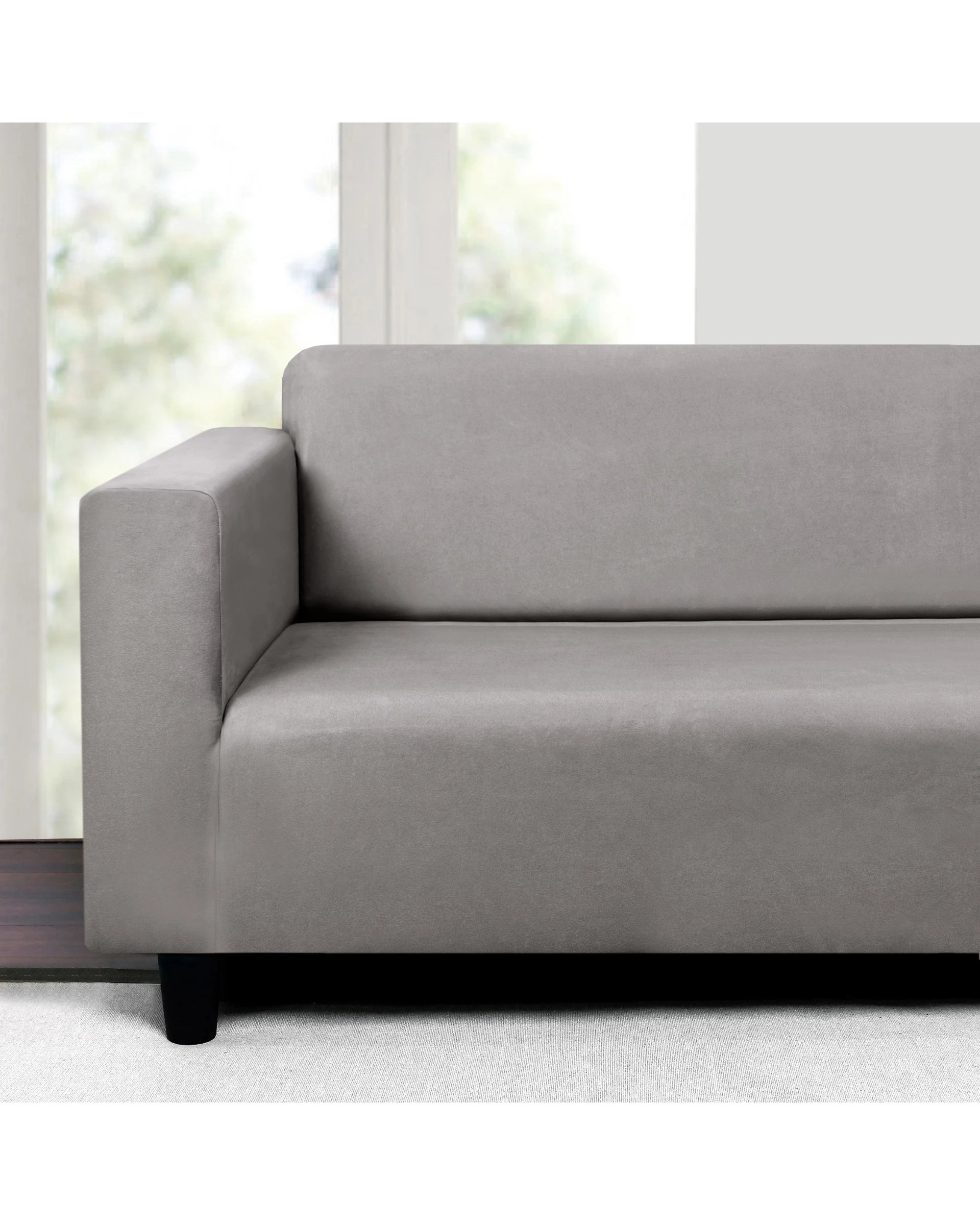 2 Sherwood Home Premium Faux Suede 3 Seater Couch Sofa Cover - Silver, 2 of 3